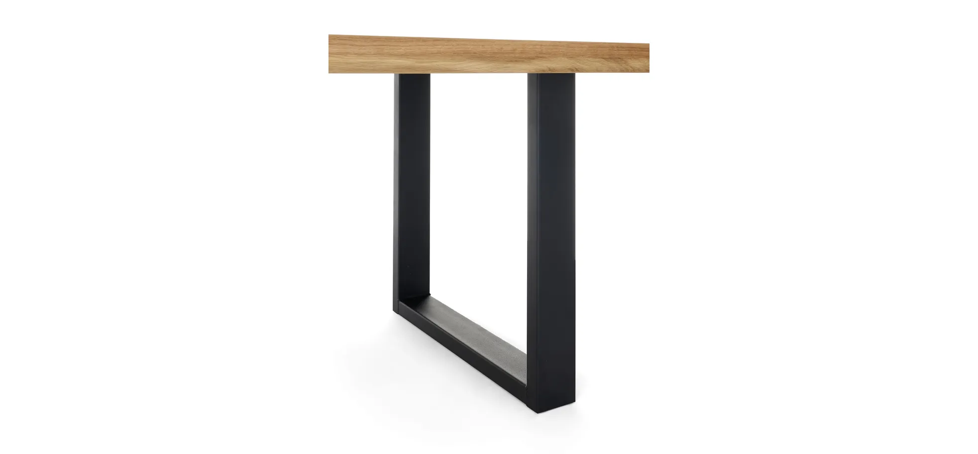 Esstisch - LB ca. 160x90 cm, Wildeiche massiv geölt, Baumkante, Schwarz
