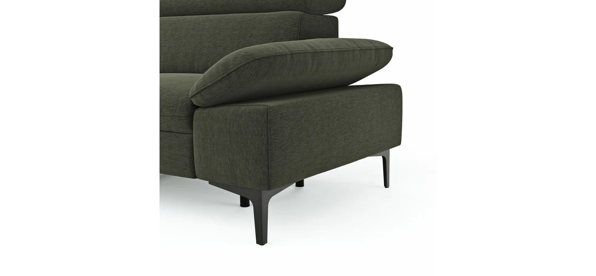 Ecksofa Felipa - Ecke links mit 2,5-Sitzer inkl. Armlehne verstellbar und Rückenlehne/Sitztiefe verstellbar (motorisch), Stoff, Dunkelgrün