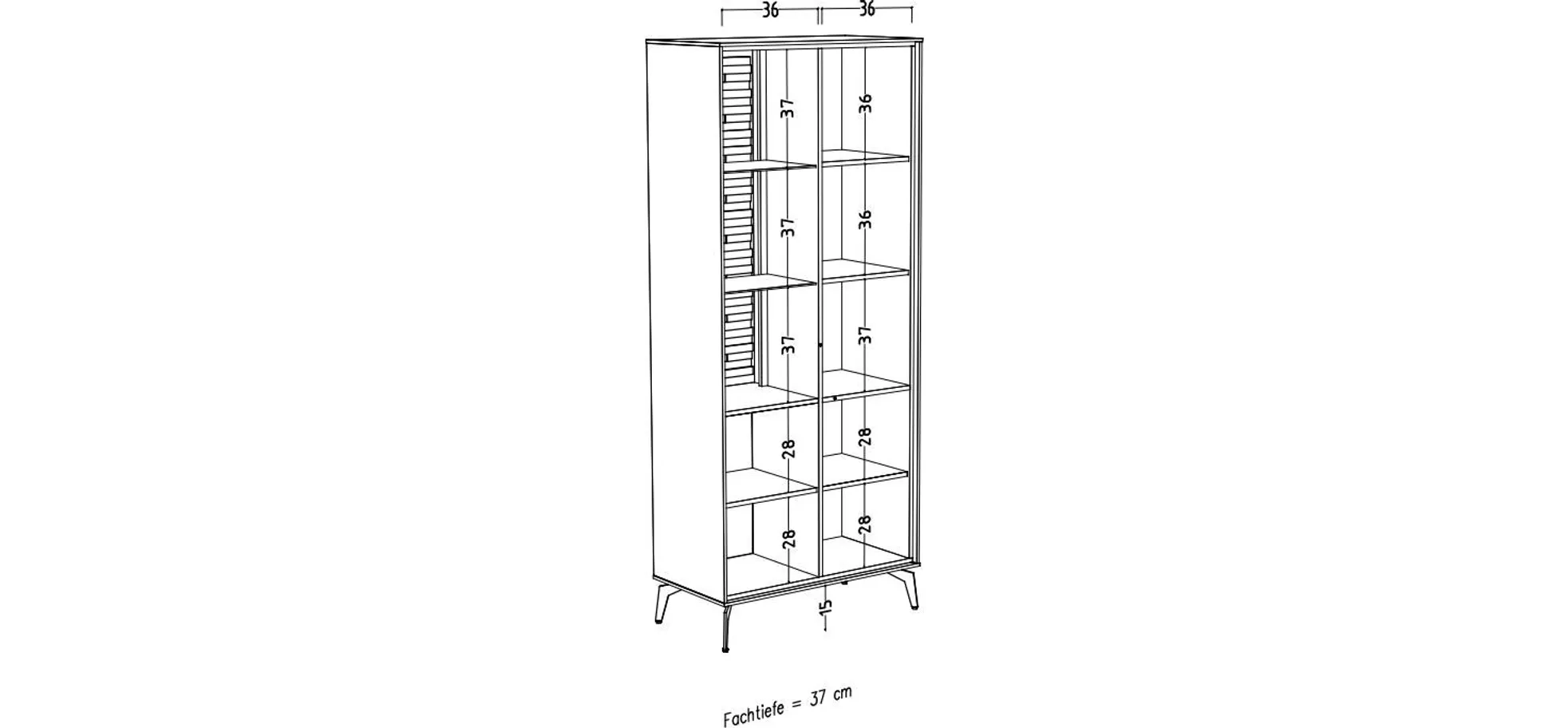 Vitrine - B ca. 81 cm, Weiß, Asteiche, Schwarz