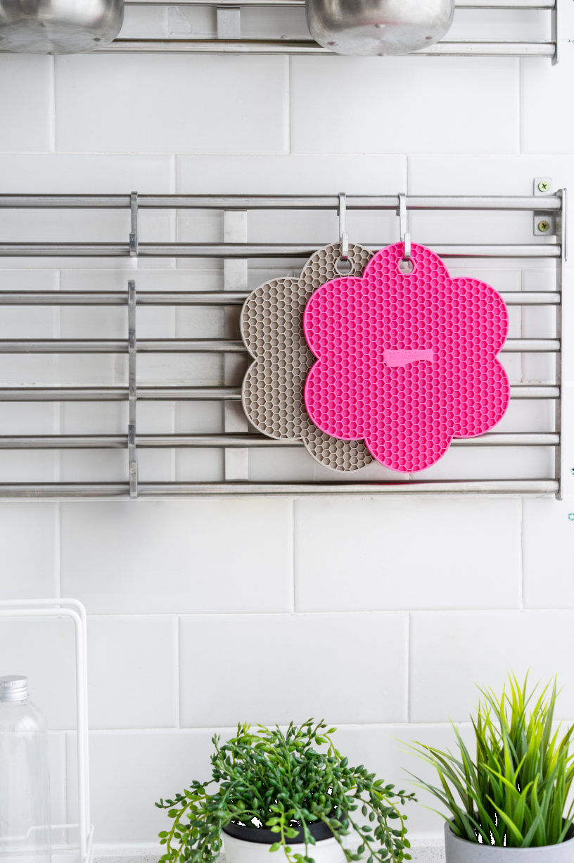Waben-Untersetzer Blume - pink