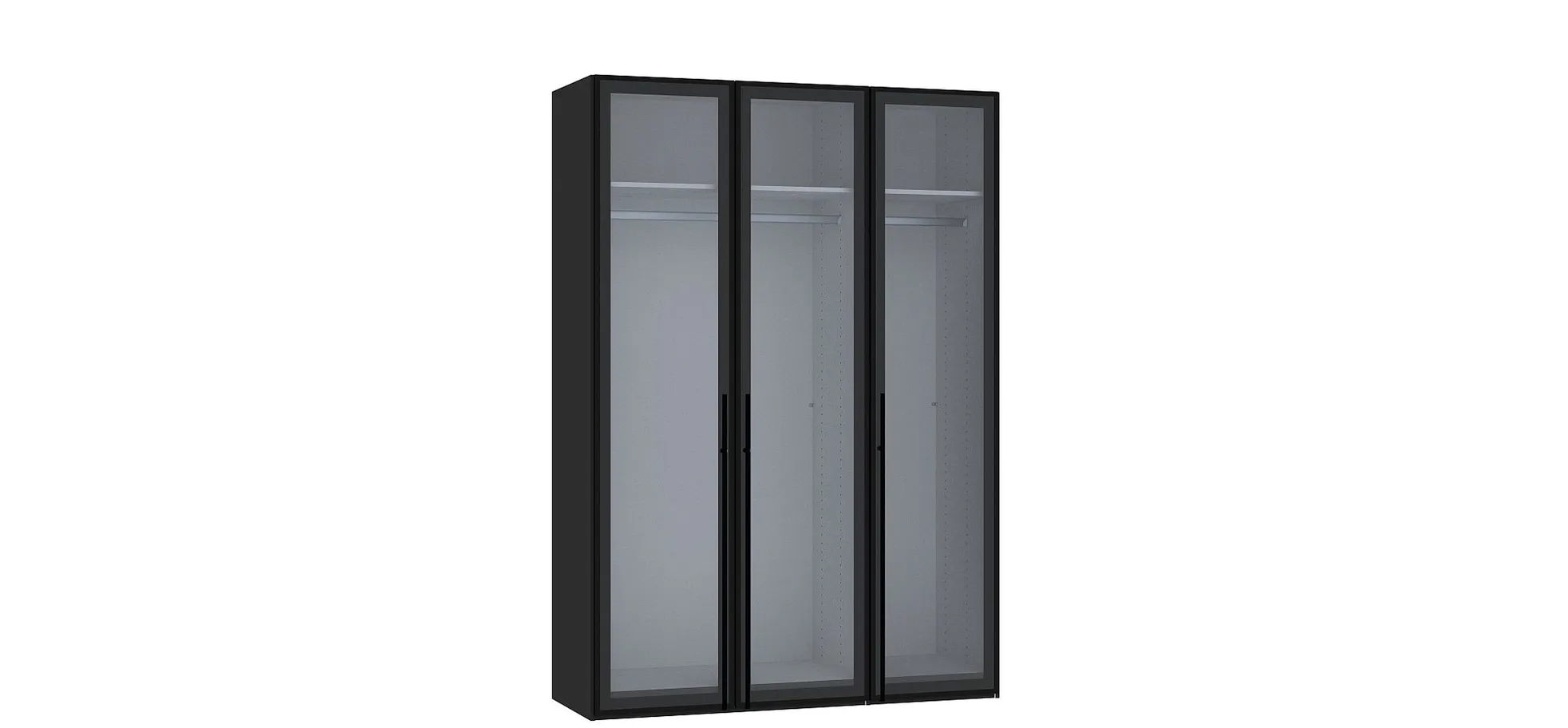 Drehtürenschrank JOIN IT- B ca. 152 cm, Schwarz, Glas, Grau