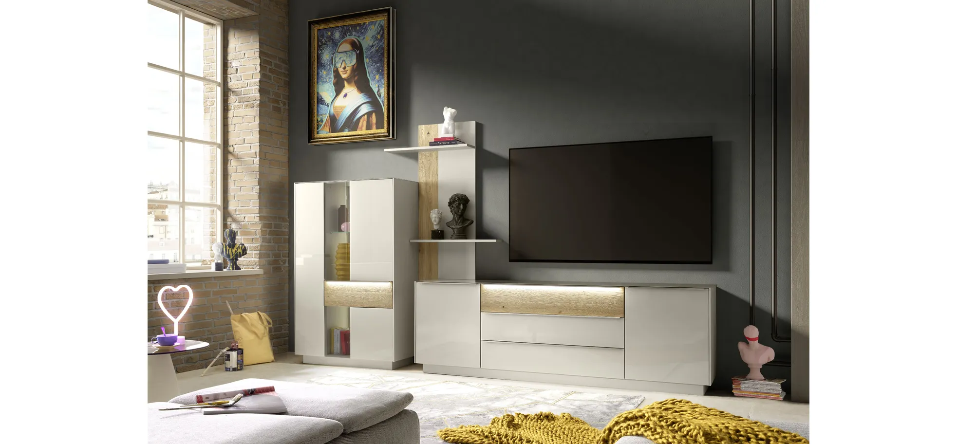 Lowboard, Kaschmir matt lack Nachbildung - Marybelle