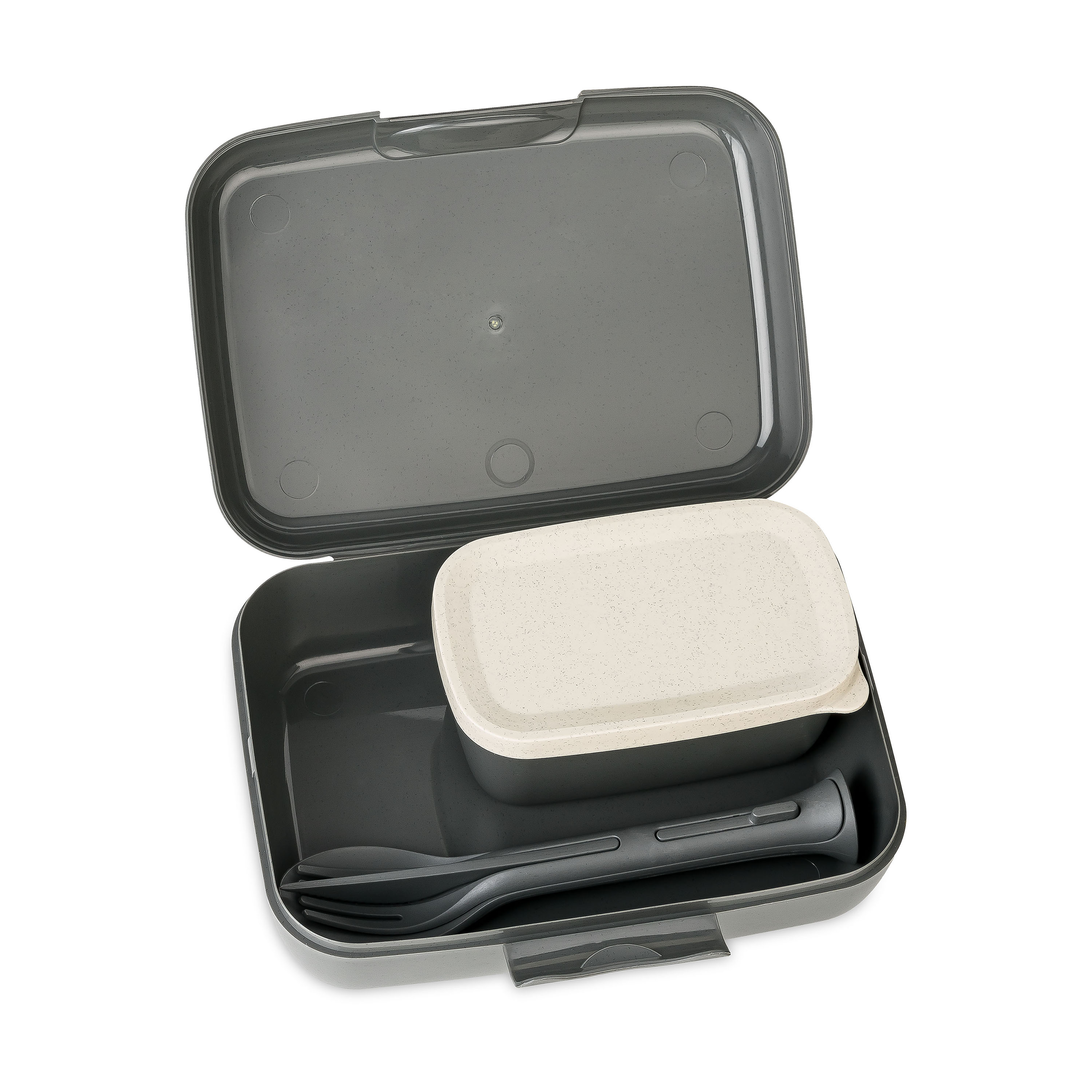 Lunchbox-Set inkl. Besteck-Set, nature ash grey - Umweltfreundlich, Lebensmittelecht,100%CO2-neutral