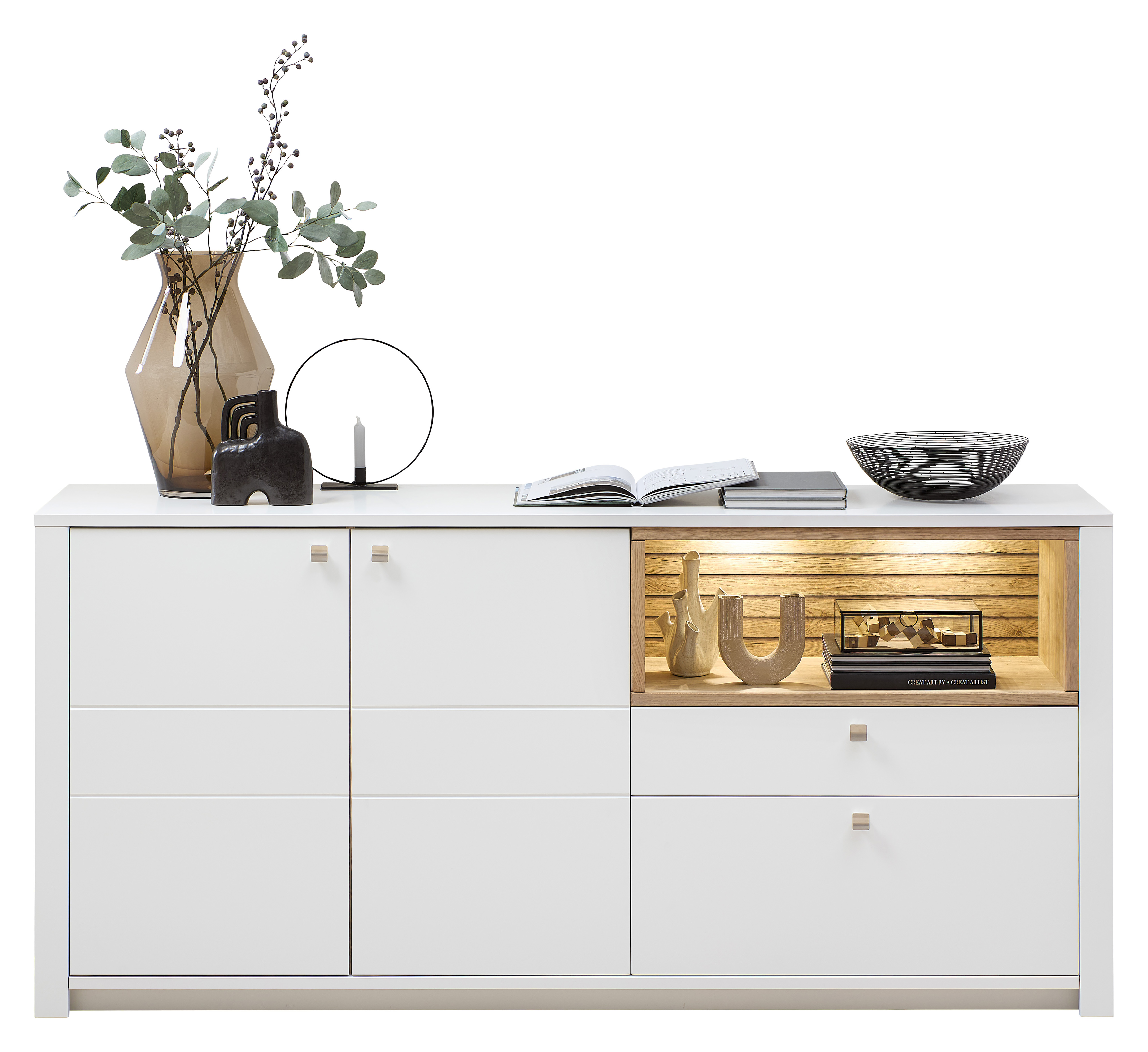 Sideboard mit Beleuchtung, weiß matt - MyStyle 1006