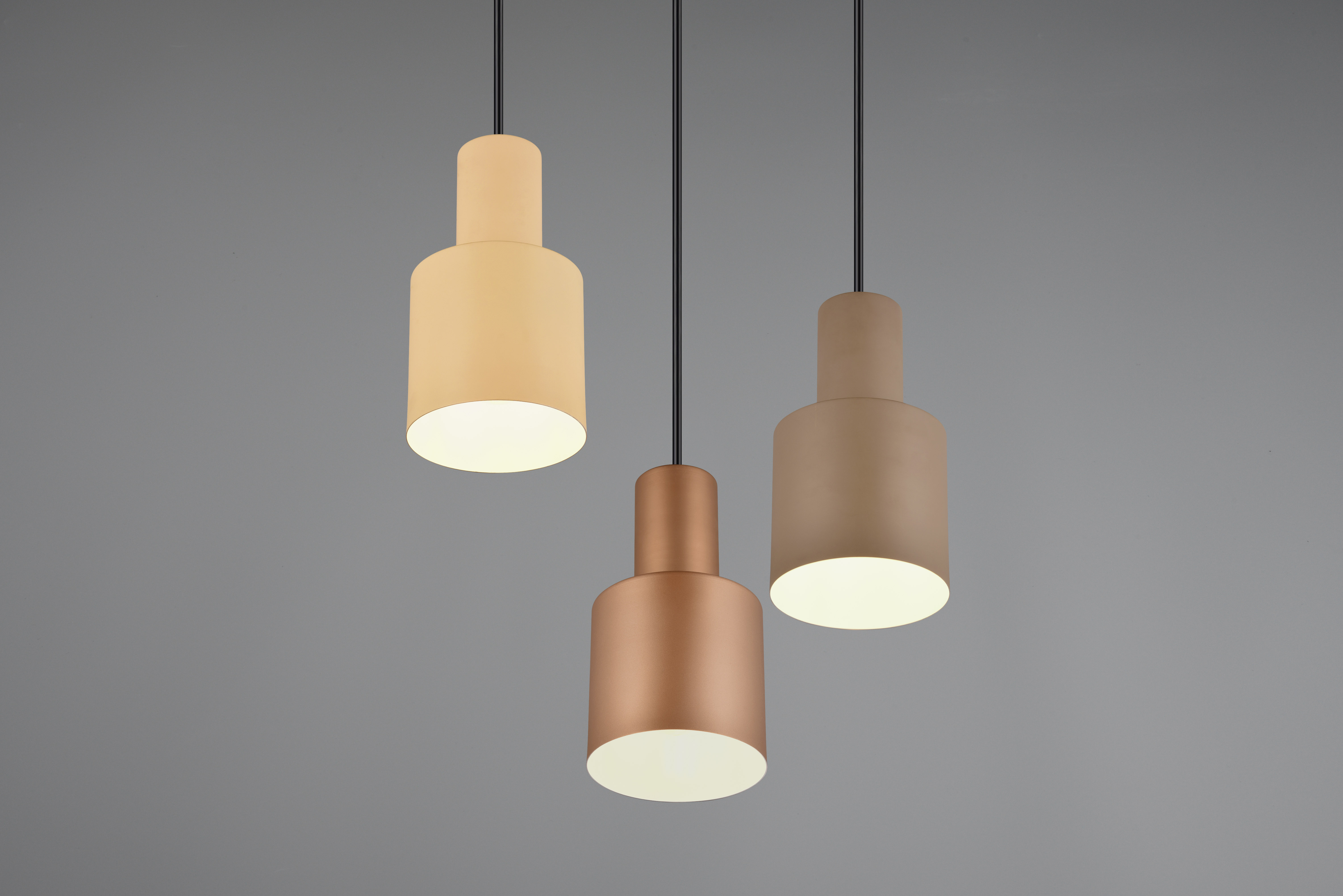 Pendelleuchte AGUDO - 3 Leuchtenschirme in Metall-Finish