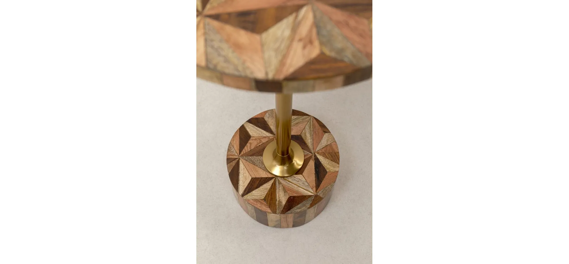 Beistelltisch- DH ca. 25x50 cm, Geo Braun, Stahl, Gold