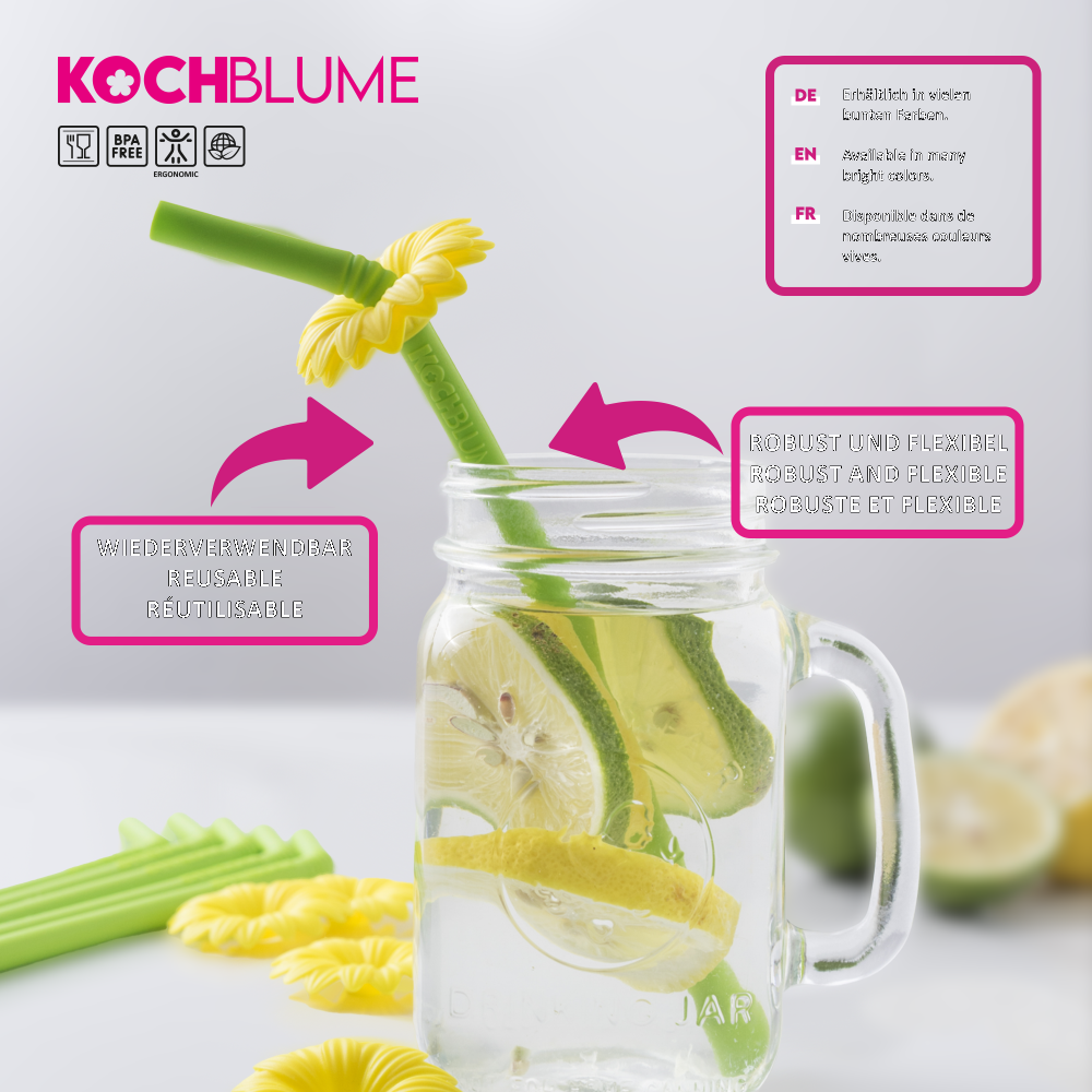 Trinkhalme 6er-Set + Bürste - limette Trinkhalme 6er-Set + Bürste - limette