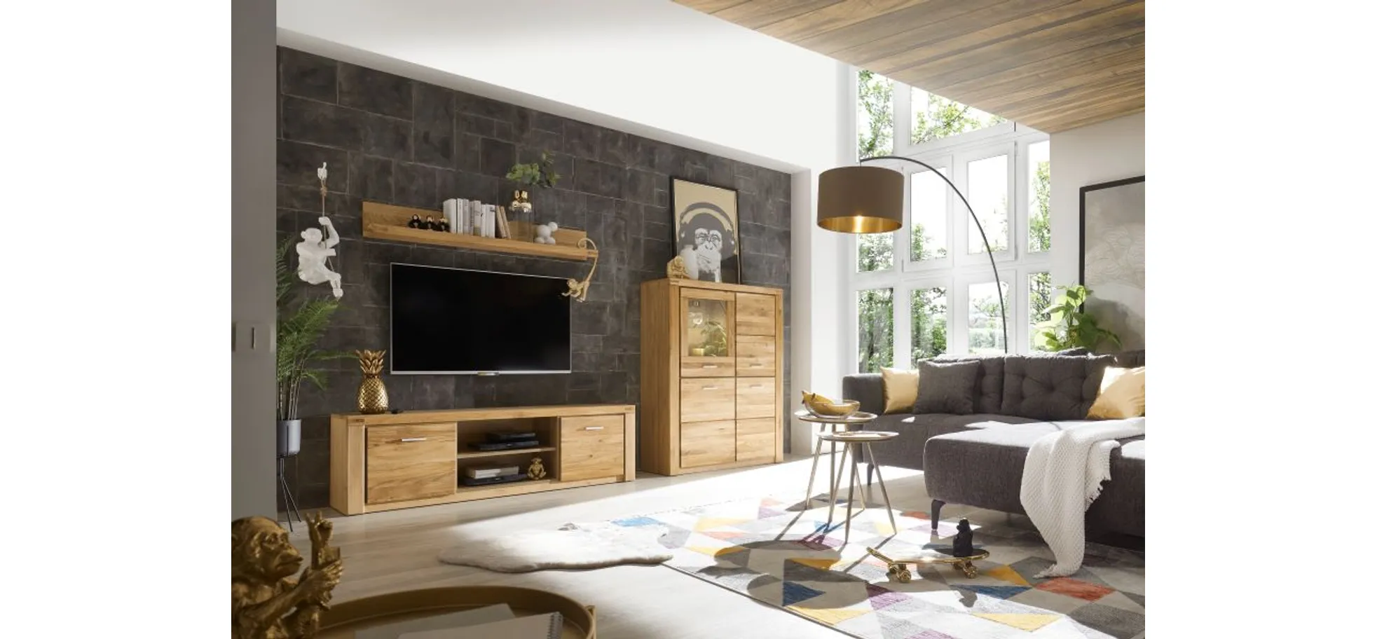 Ecksofa, Stoff dunkelgrau,  - Janek