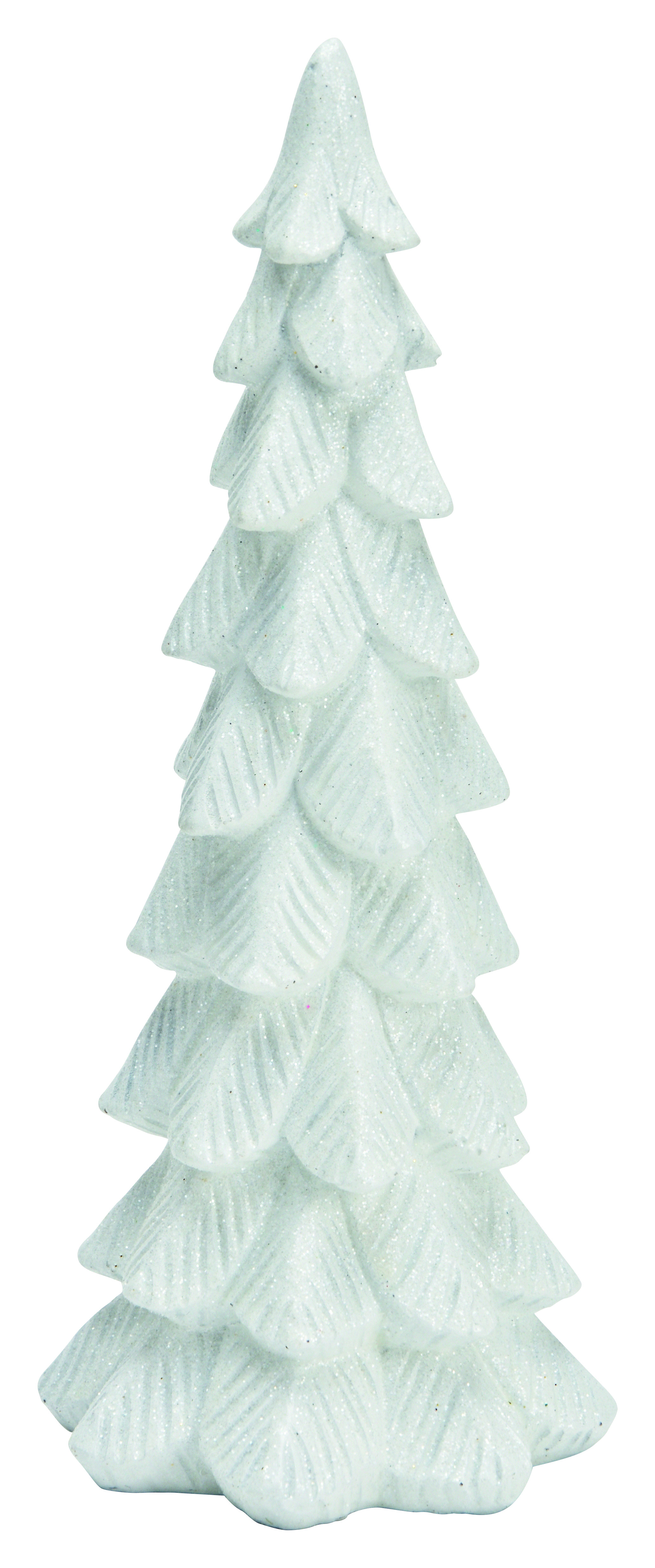 Deko-Tannenbaum, mit Glitter, Weiß, ca. Ø9x25cm - Polyresin