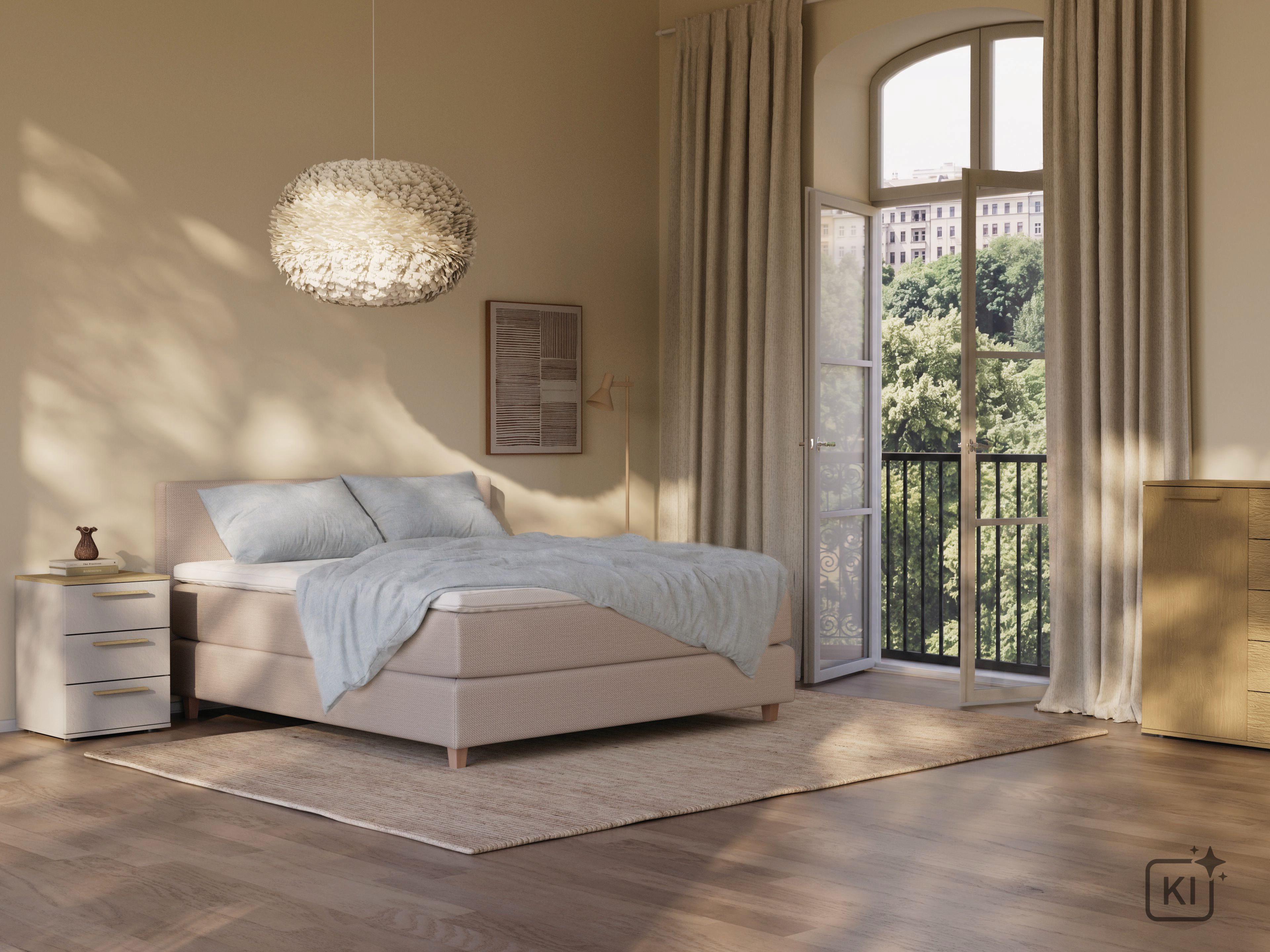 Boxspringbett, beige, 180 x 200 cm - Soria