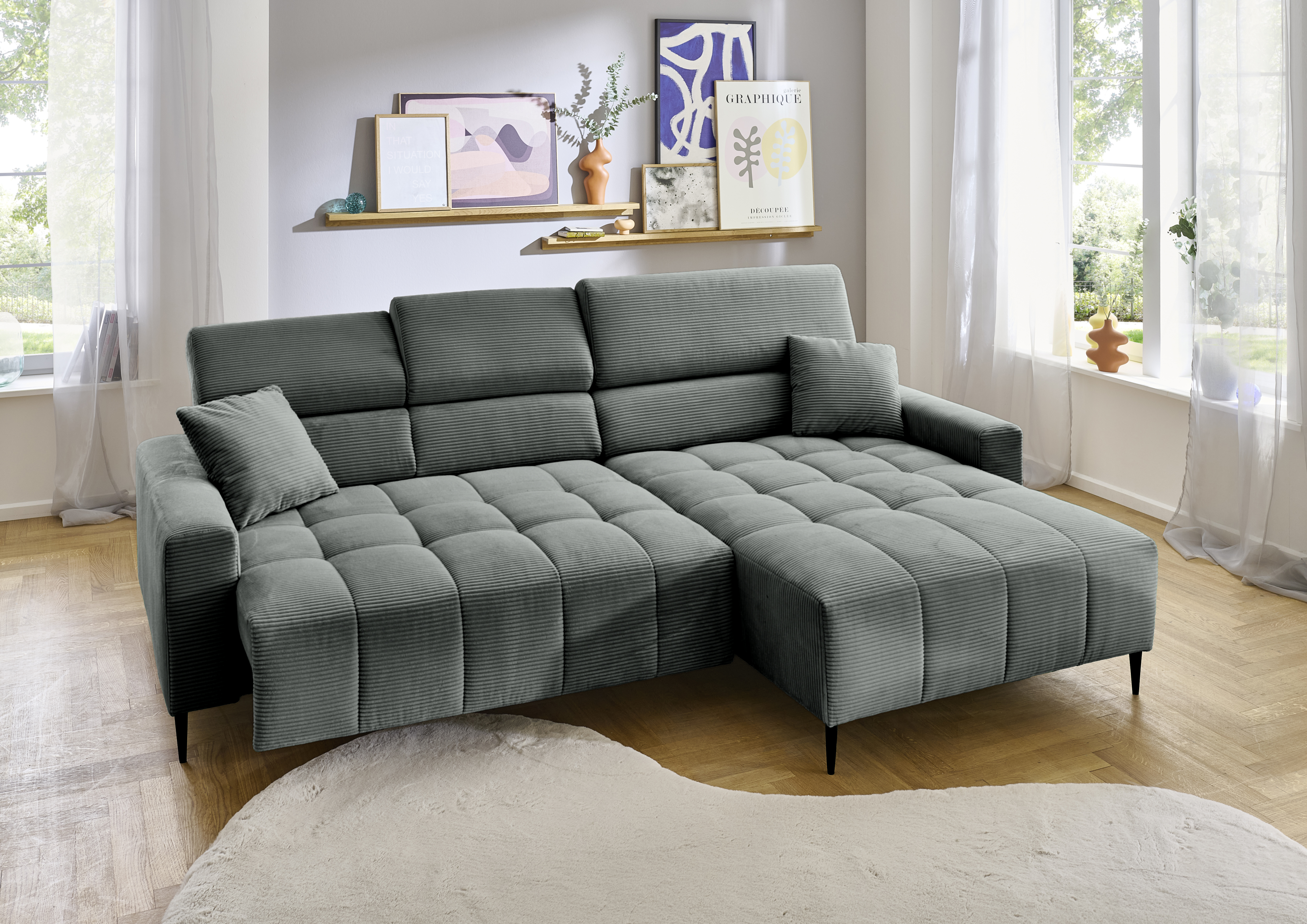 Ecksofa, Stoff anthrazit - MyStyle 2097