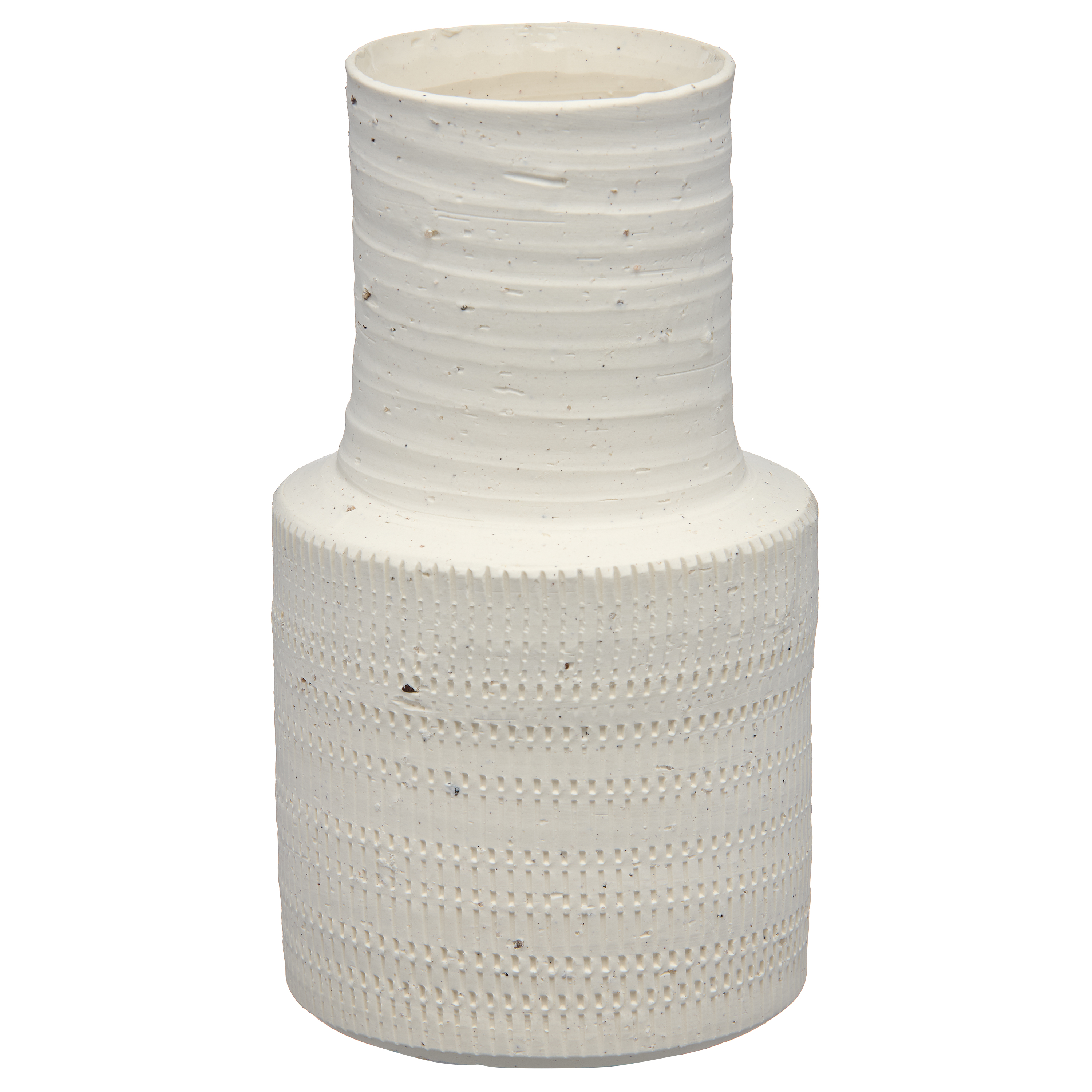 Keramikvase TRECE, handmade - weiß, ca. 10x10x19cm
