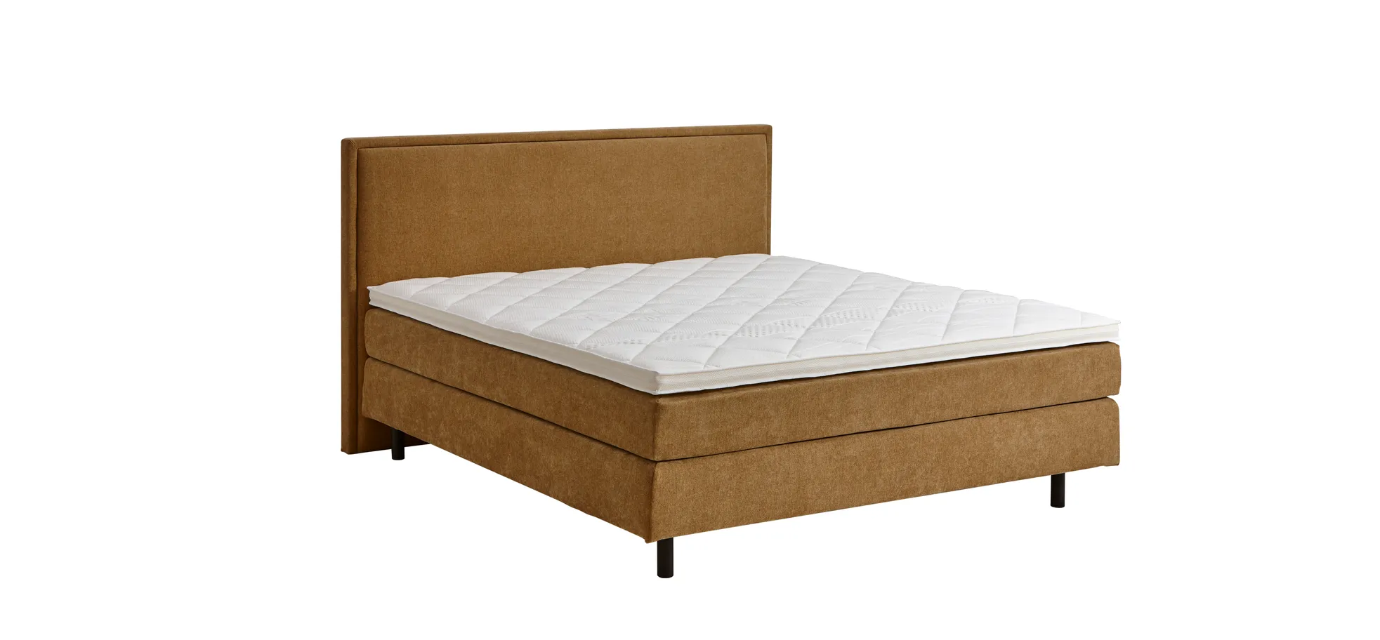 Boxspringbett Valencia - Liegefläche ca. 180x200 cm, Stoff, Senfgelb