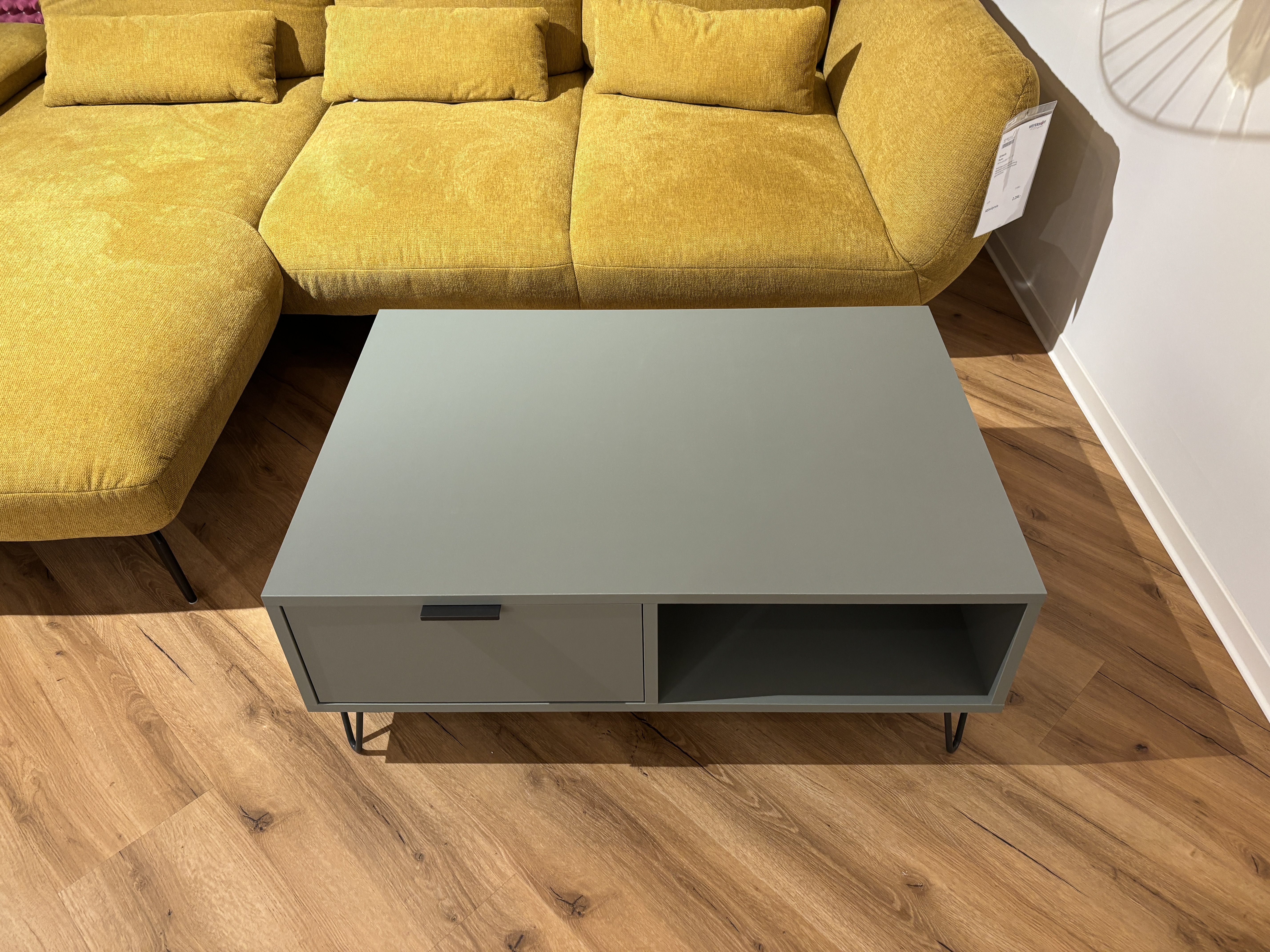 Couchtisch, Pinien-grün, 2 Schubkästen - Milana