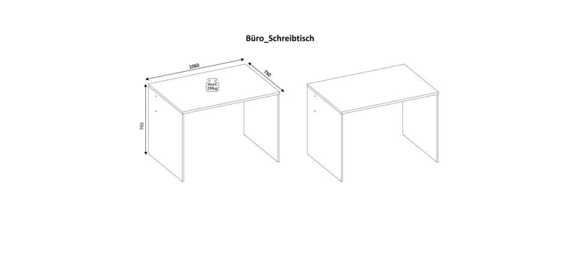 Schreibtisch - LB ca. 106x75 cm, Sonoma Eiche Nachbildung