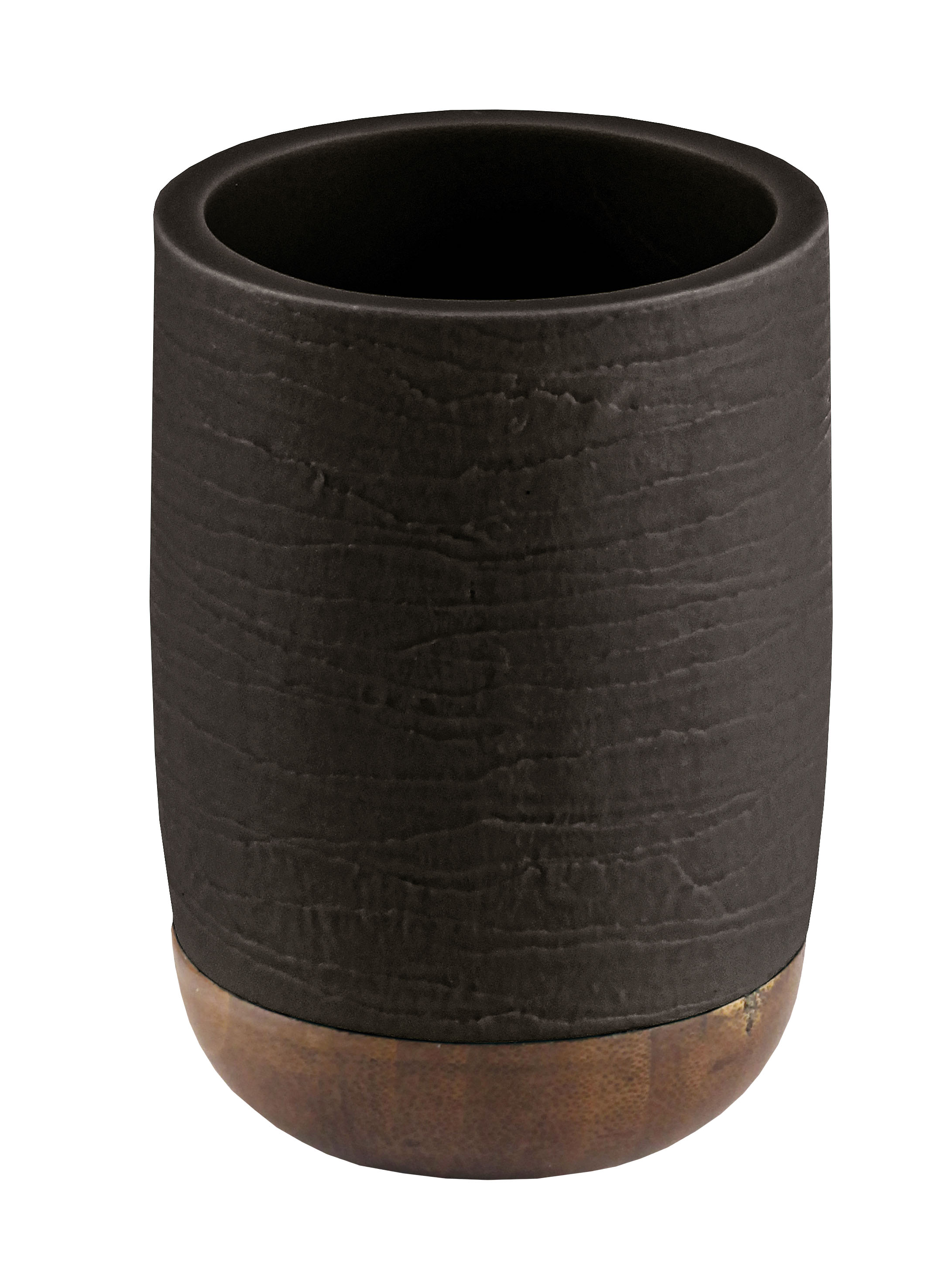 Zahnputzbecher, Harper, Schwarz - Polyresin/Bambus