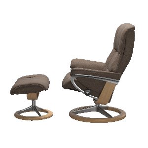 Relaxsessel mit Hocker, Leder, Größe M - Mayfair