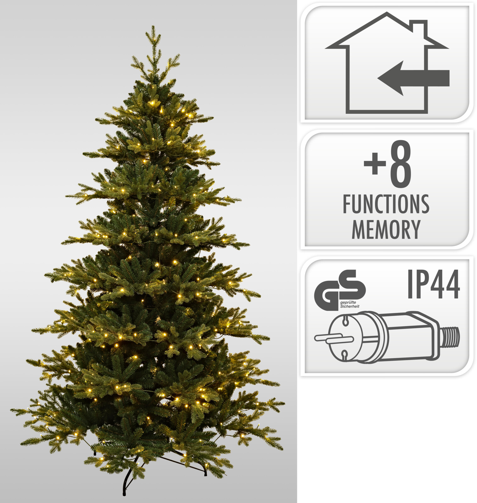 LED Künstlicher Weihnachtsbaum, ca. 210 cm - Indoor, IP44, 8 Funktionsmemory