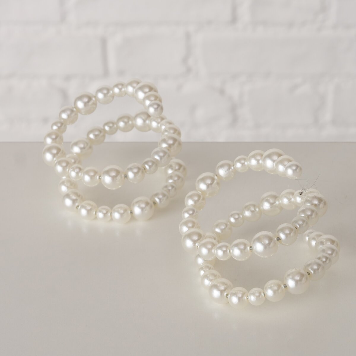 Serviettenring Perla, 2 tlg. - D 6,50 cm, Cremeweiß