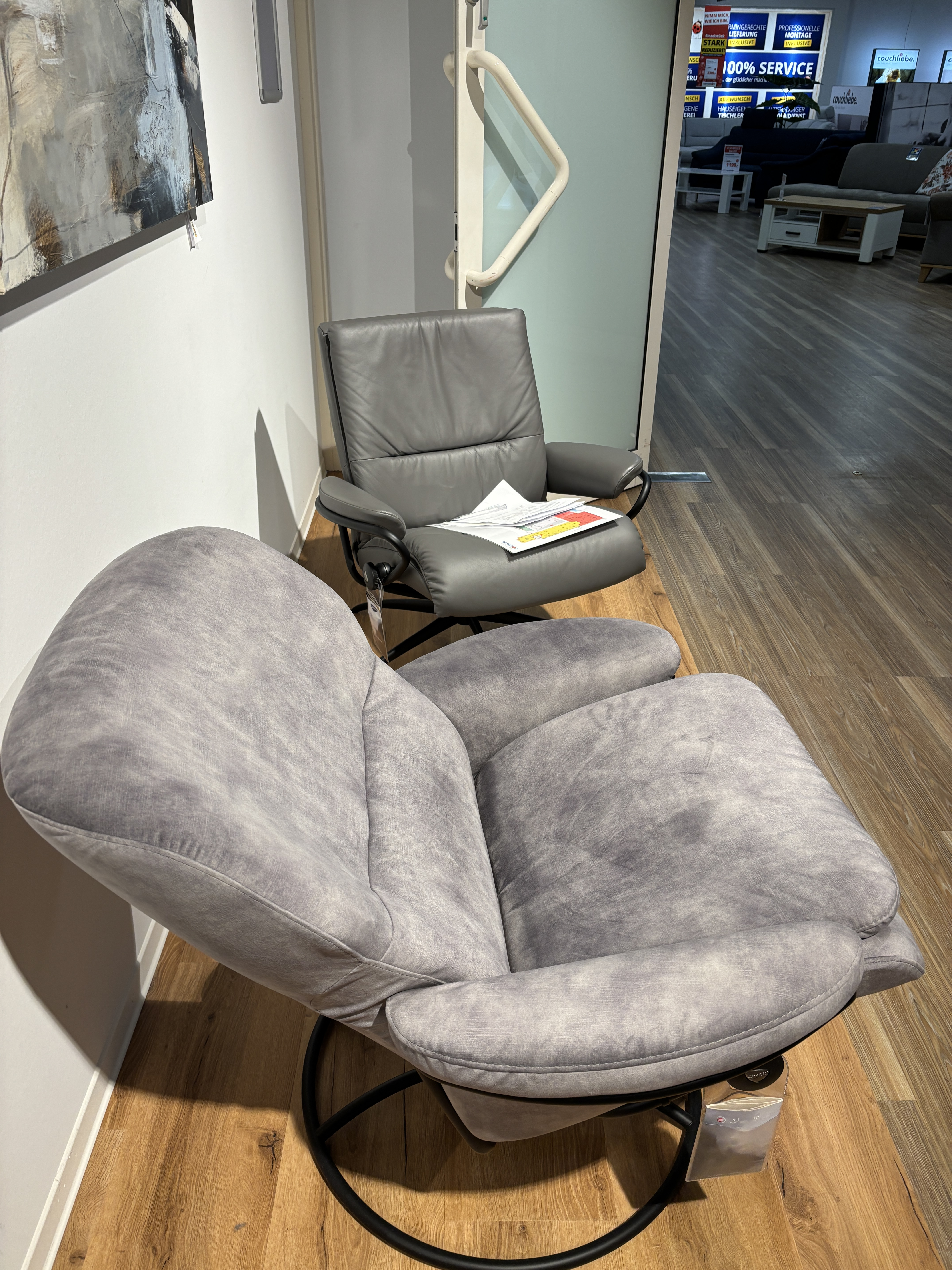 Sessel, Bezug light grey, Gestell schwarz - Rome