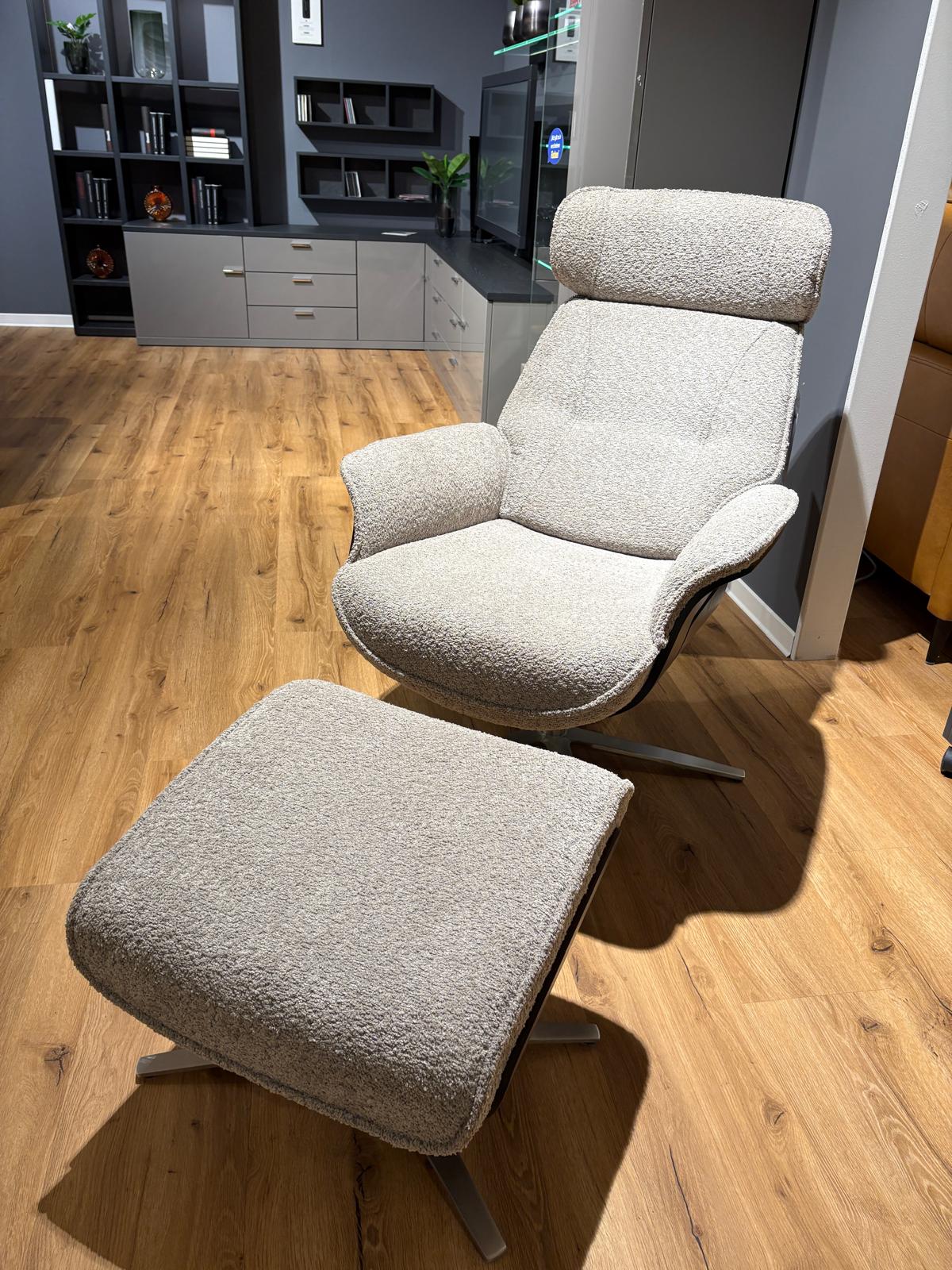 Relaxsessel mit Hocker, stone - LS 840421