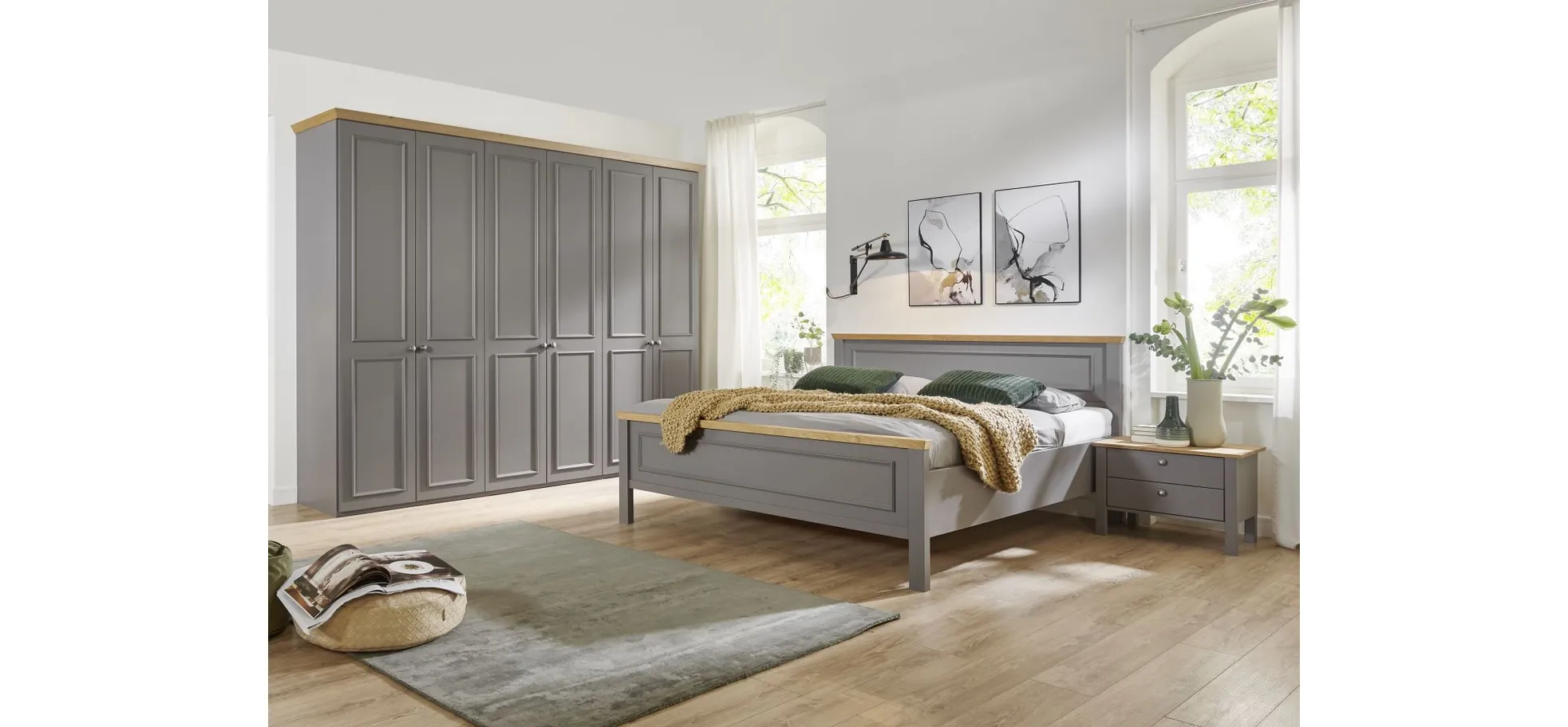 Schlafzimmer - Lack, grau, Landhausstil 