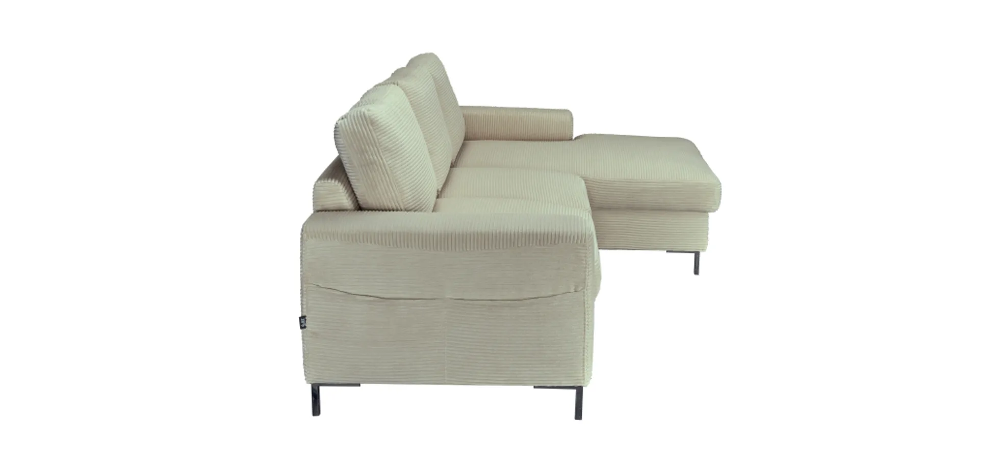 Ecksofa - 2-Sitzer, Ecke rechts inkl. Schlaffunktion und Bettkasten, Stoff, Creme Ecksofa - 2-Sitzer, Ecke rechts inkl. Schlaffunktion und Bettkasten, Stoff, Creme
