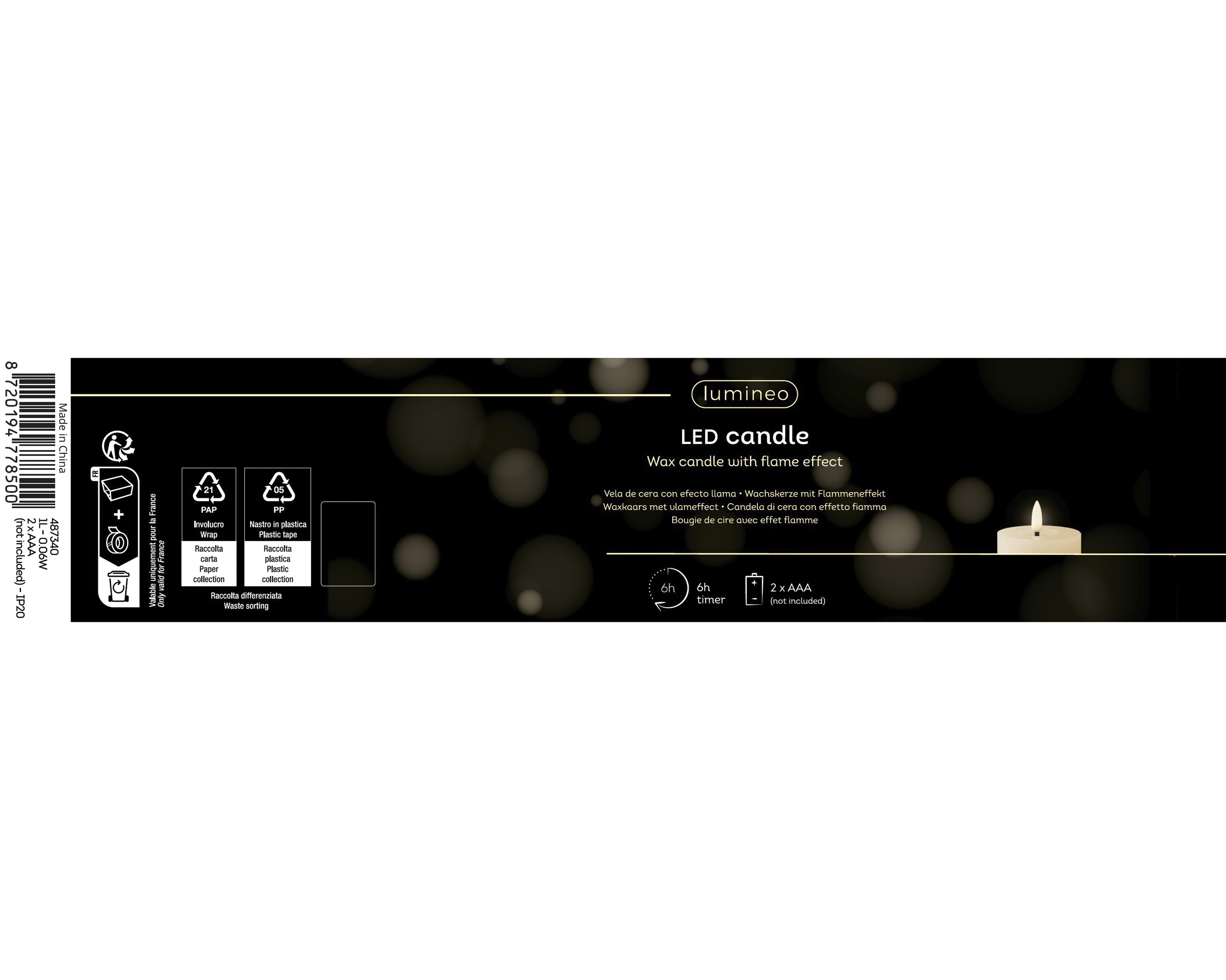 LED Kerze Wachs - rot, Ø7.00-H11.20cm-1L