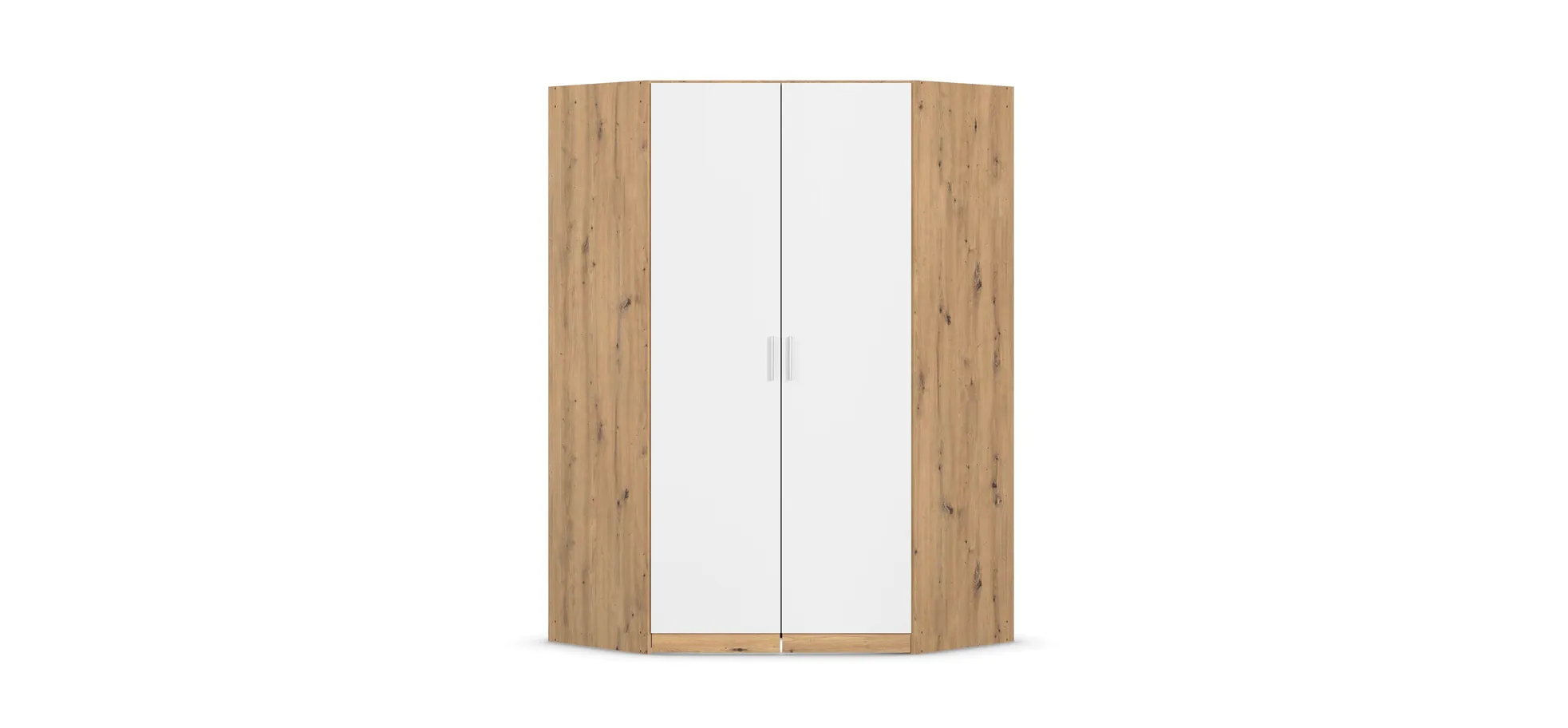 Eckschrank REXY MATT- B 117 cm, Eiche Dekor, Weiß