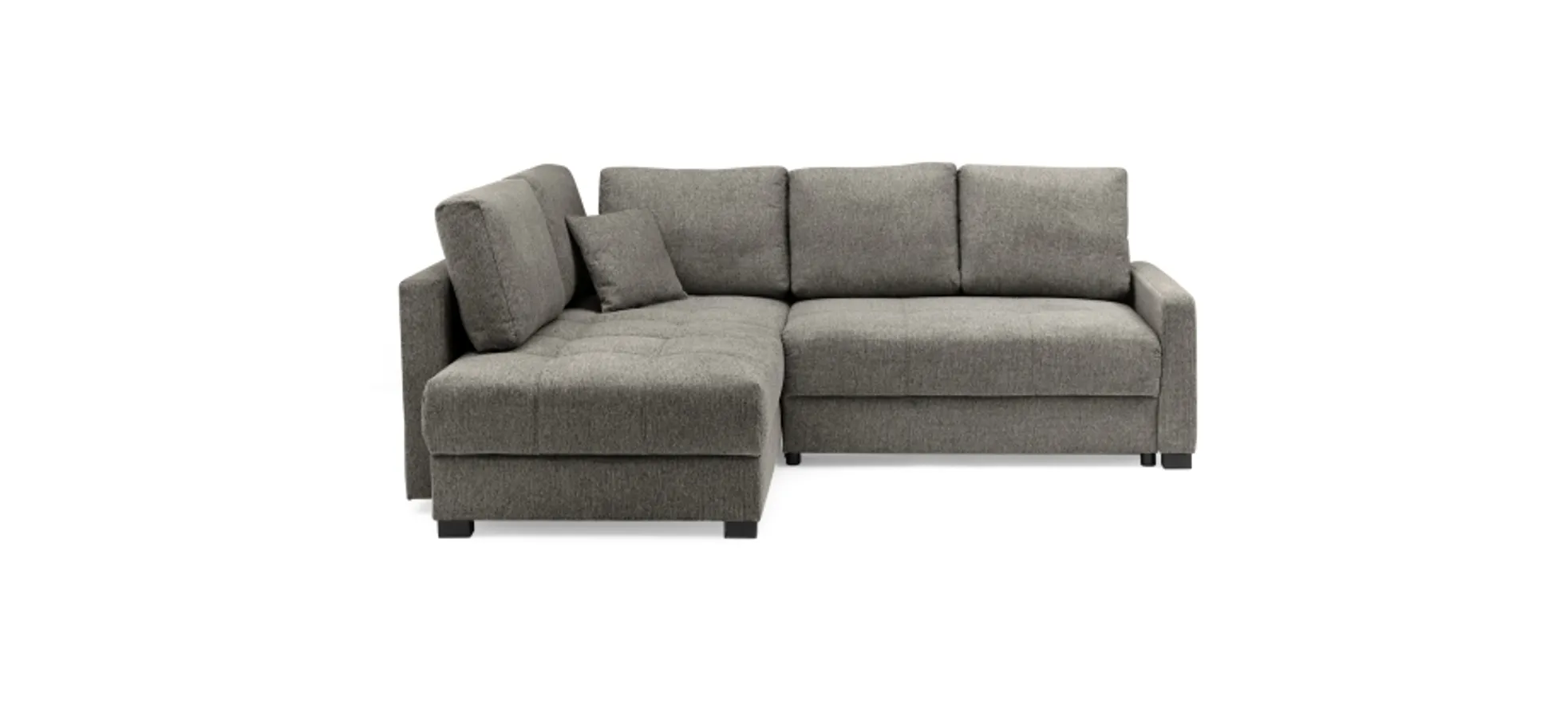 Ecksofa EDWIN - 2-Sitzer, Ecke rechts inkl. Schlaffunktion und Bettkasten, Stoff, Braun