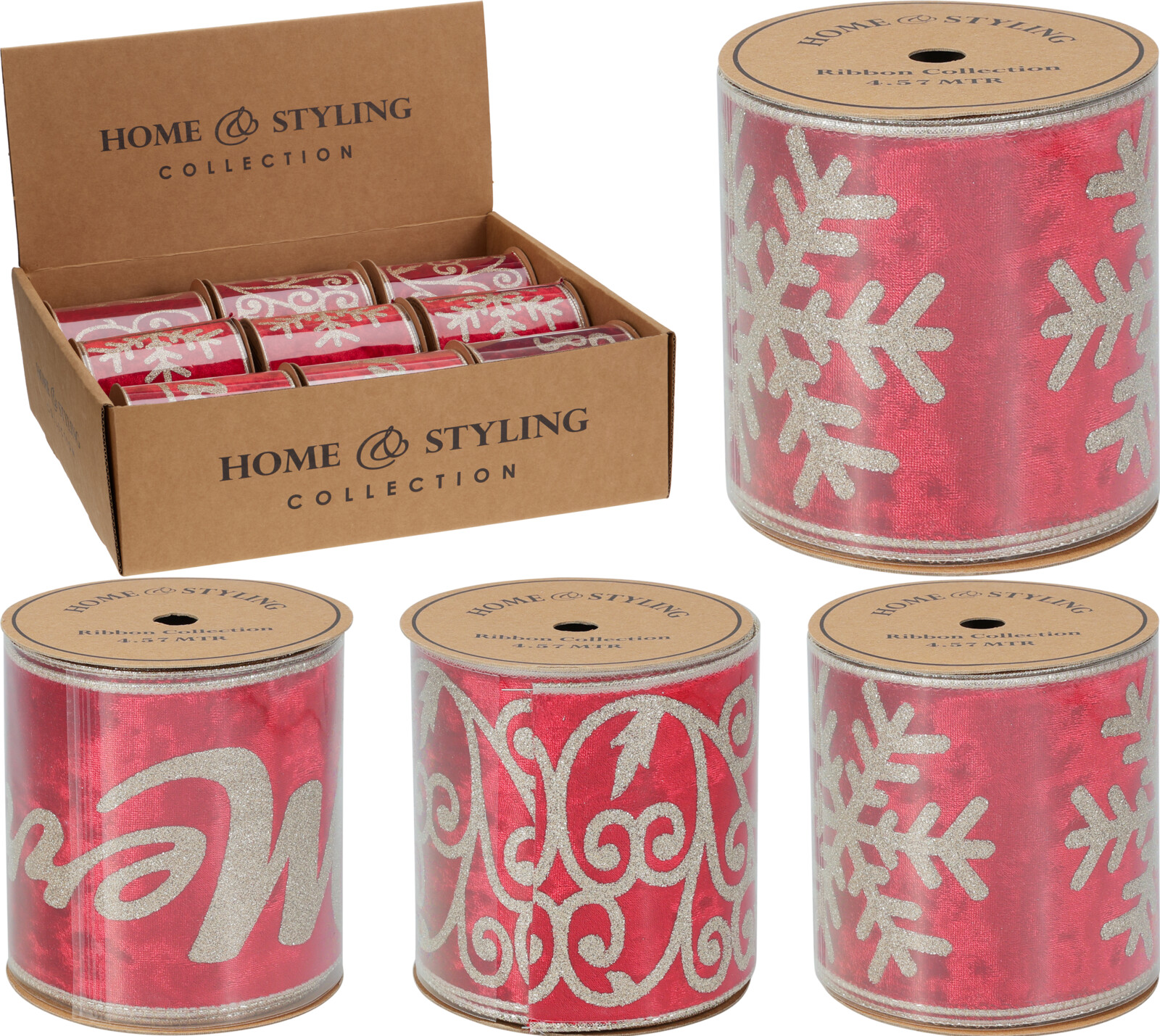 Geschenkband 450X10CM ROT 3SORT
