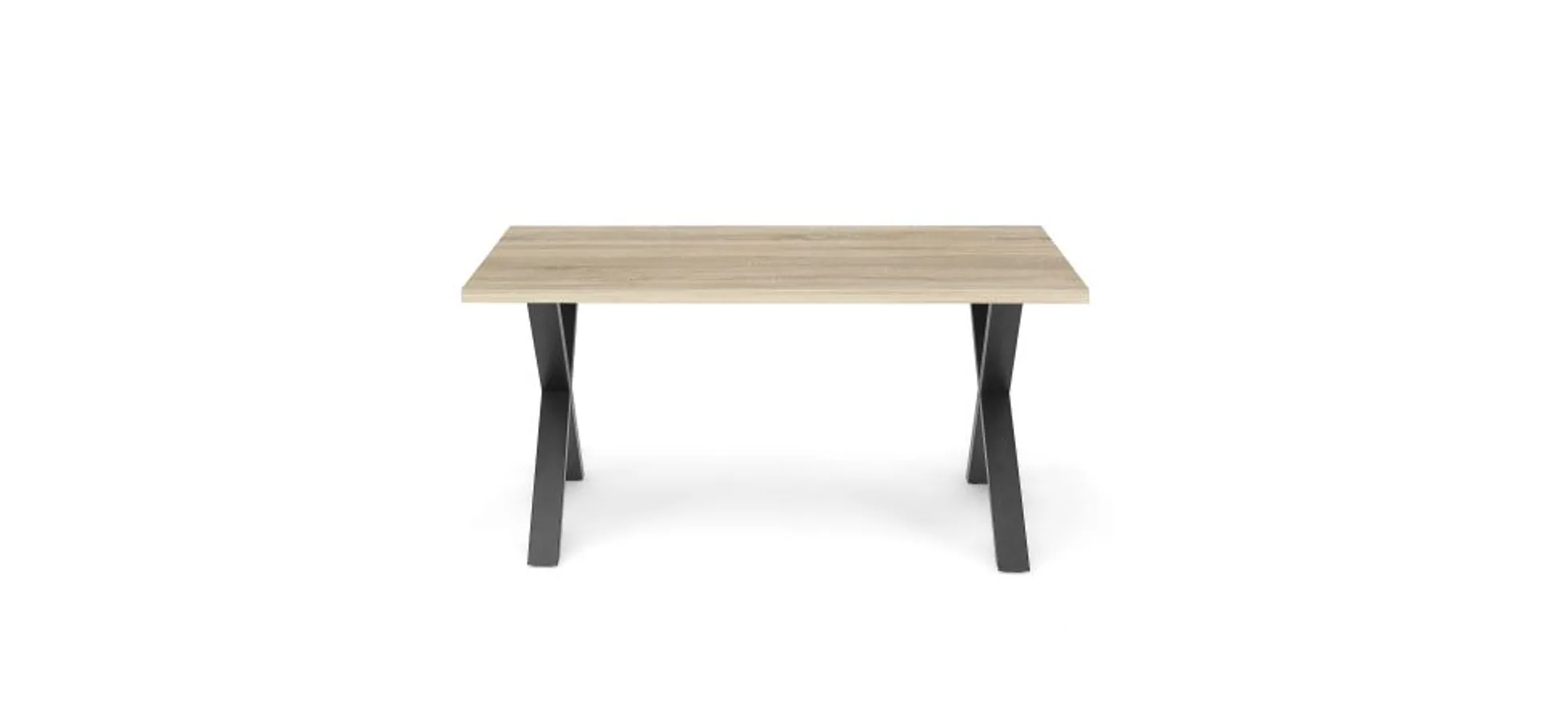 Esstisch - LB ca. 160x90 cm, Eiche sägerau, Schwarz