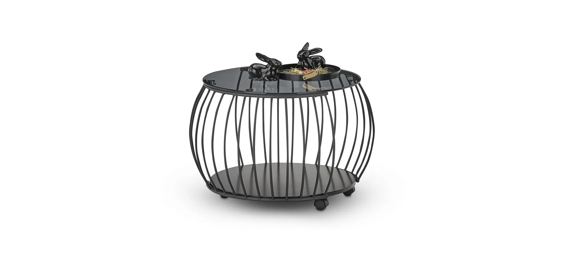 Couchtisch, Glasplatte schwarz, Ø 60 cm - Mirella