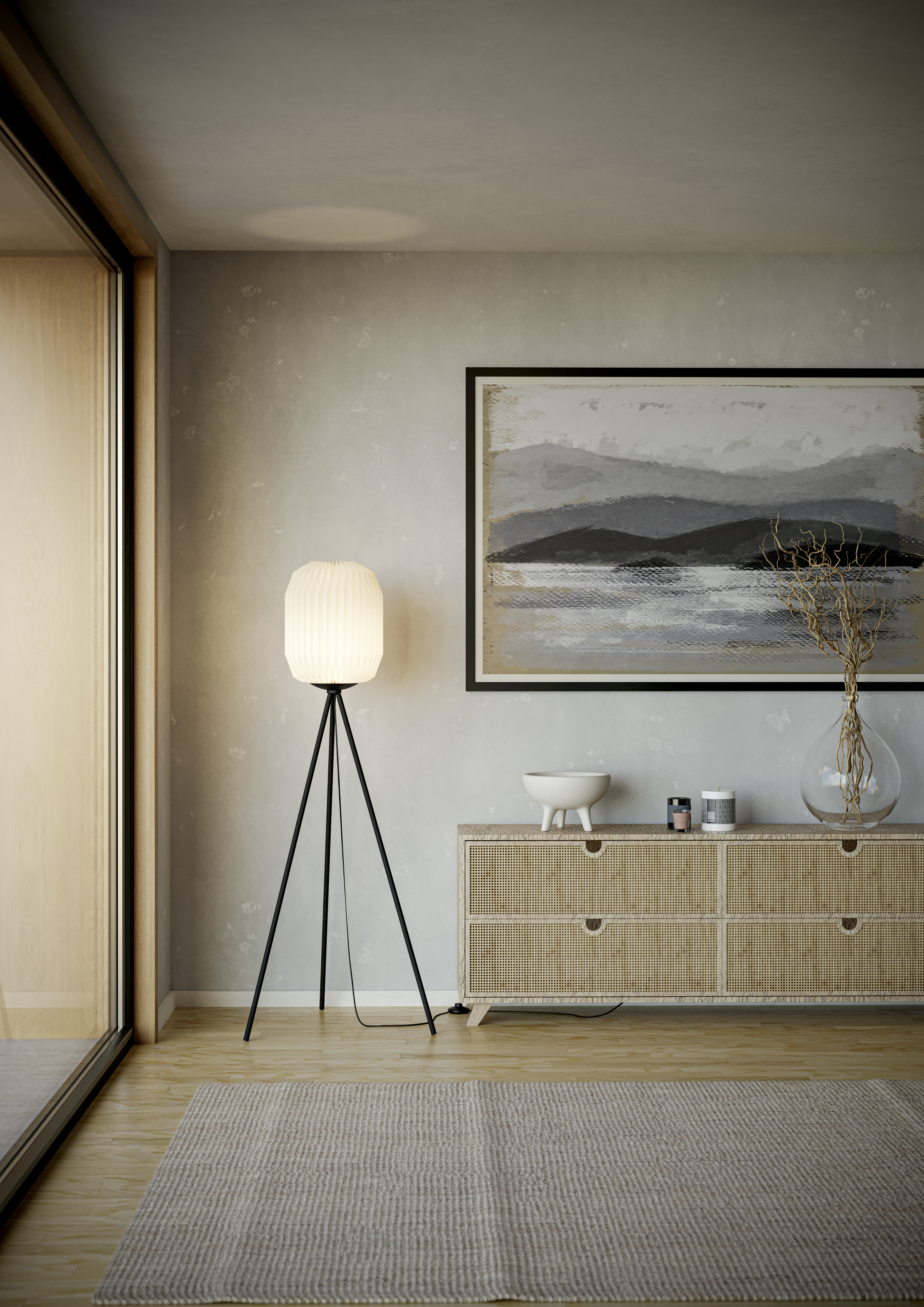 Stehleuchte BELGRAVE - 1 flg., schwarz