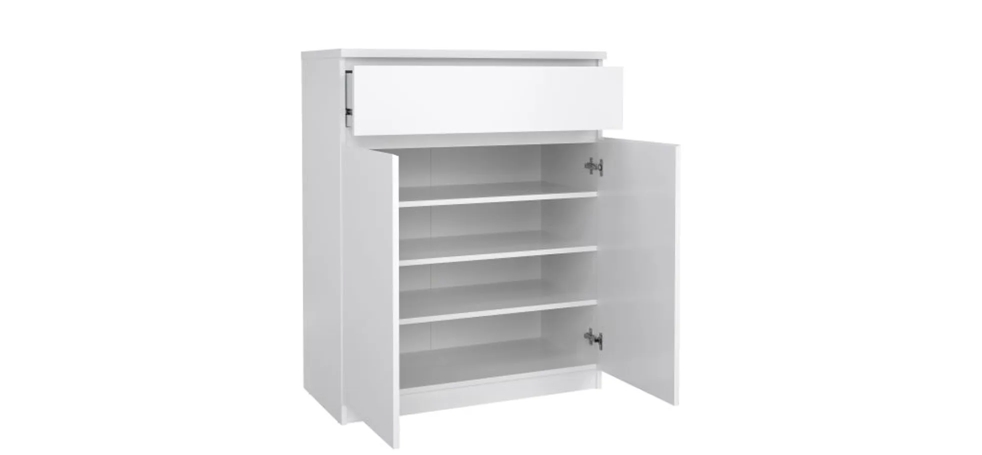 Kommode - B ca. 81 cm, Weiß Hochglanz