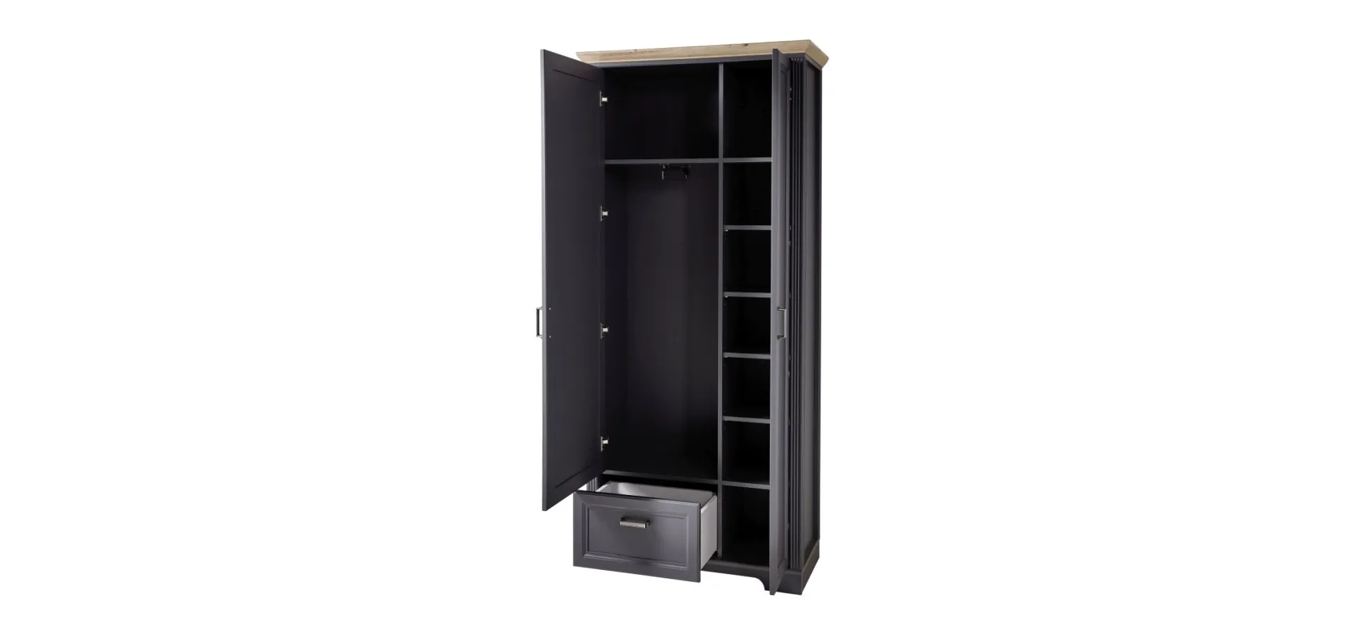 Garderobenschrank - B ca. 93 cm, Graphit, Artisan Eiche Nachbildung