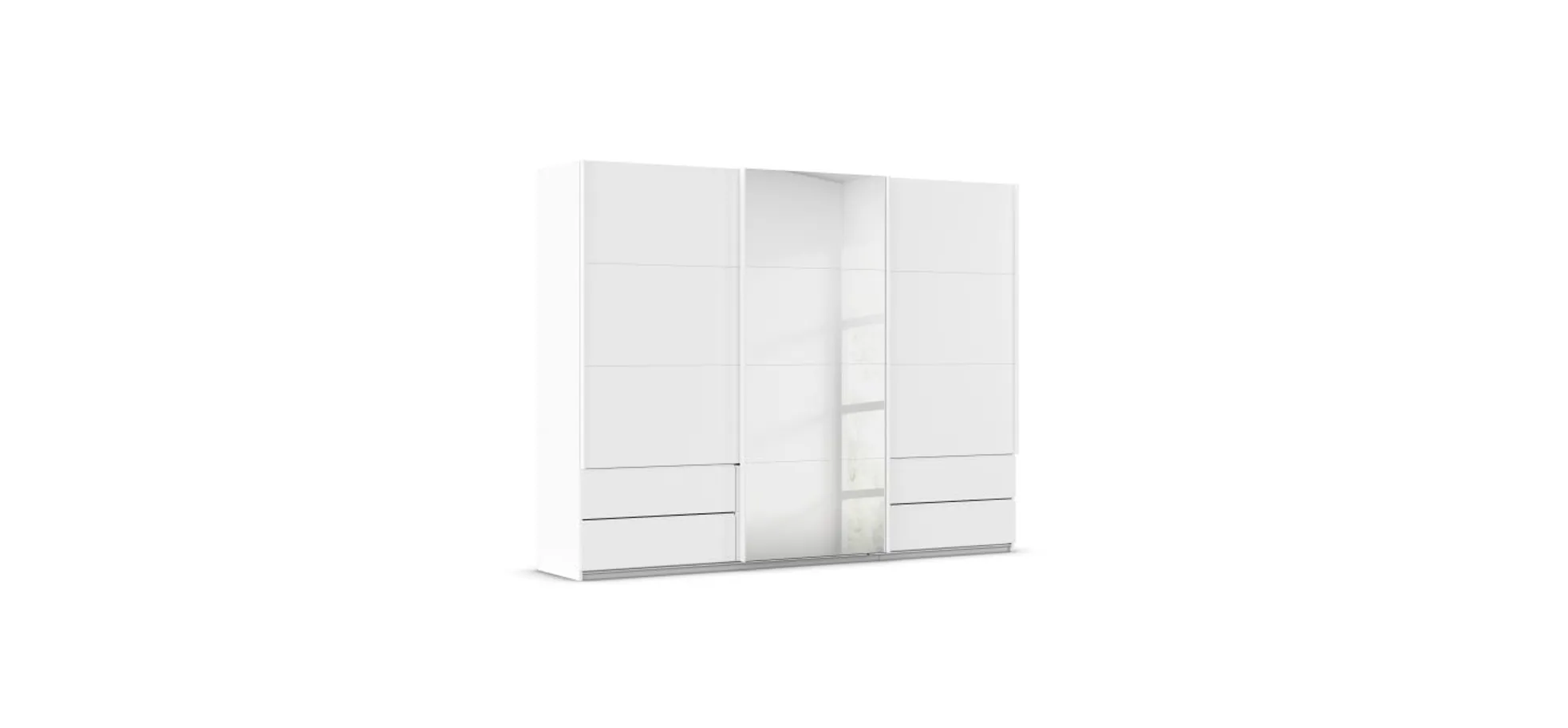 Schwebetürenschrank- B ca. 271, Weiß, Spiegel