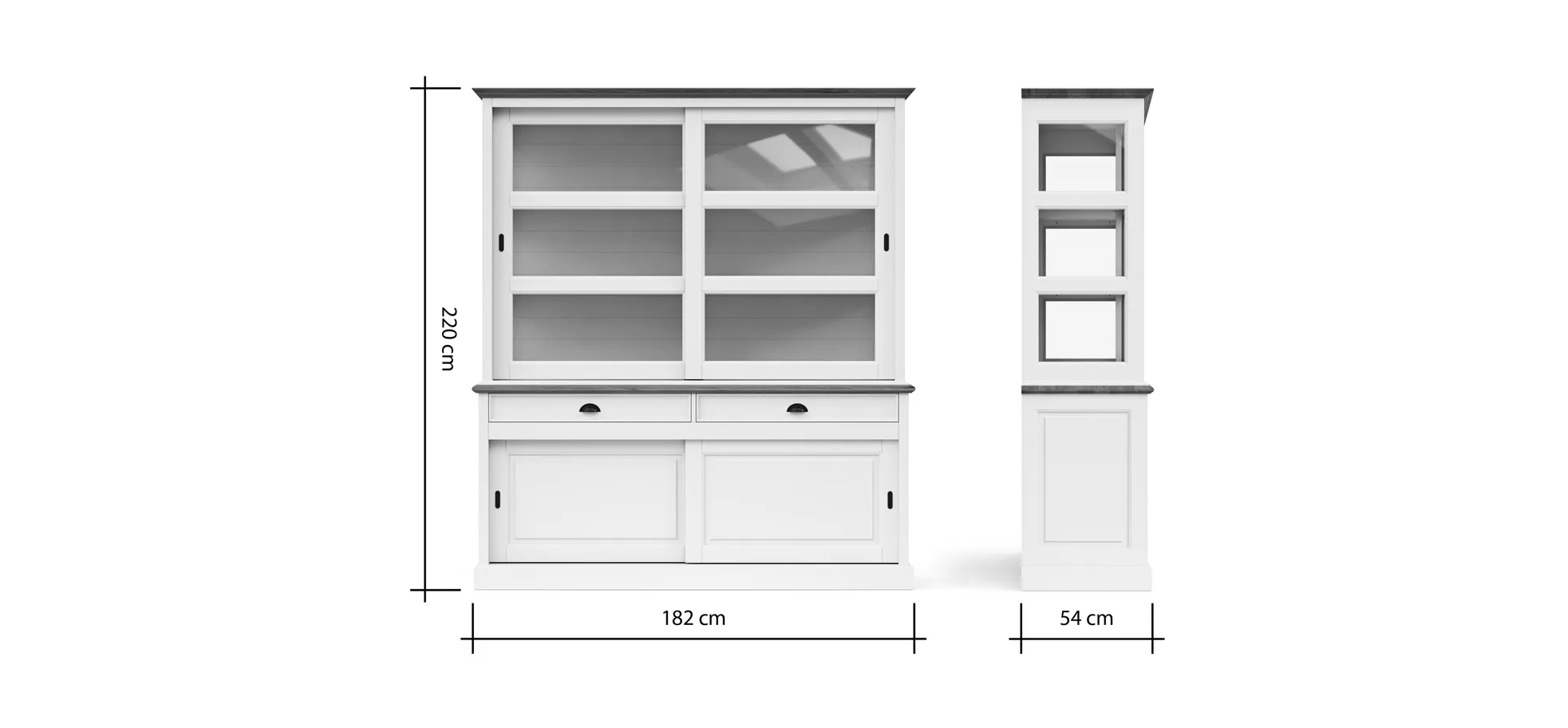 Buffetschrank Louisiana - mit Schiebetüren, teilmassiv, Weiß