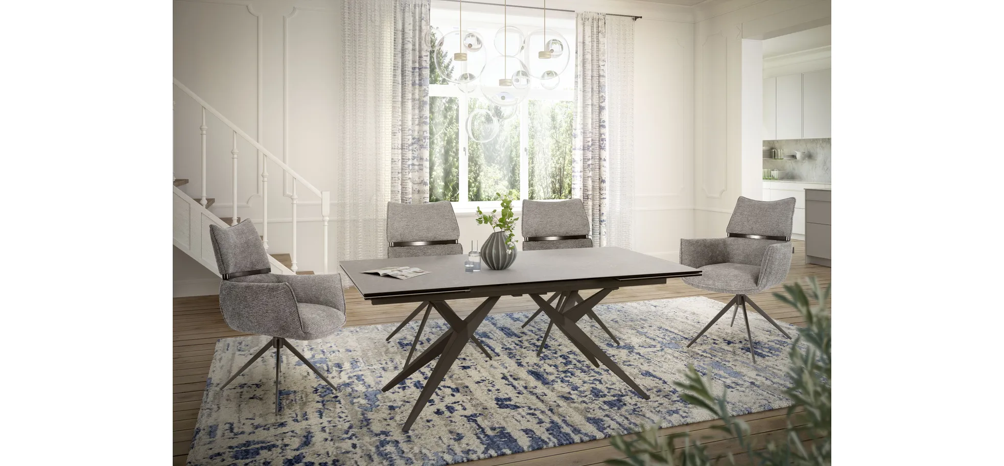 Stuhl, Bezug grau, drehbar 360° autoreturn - Marja