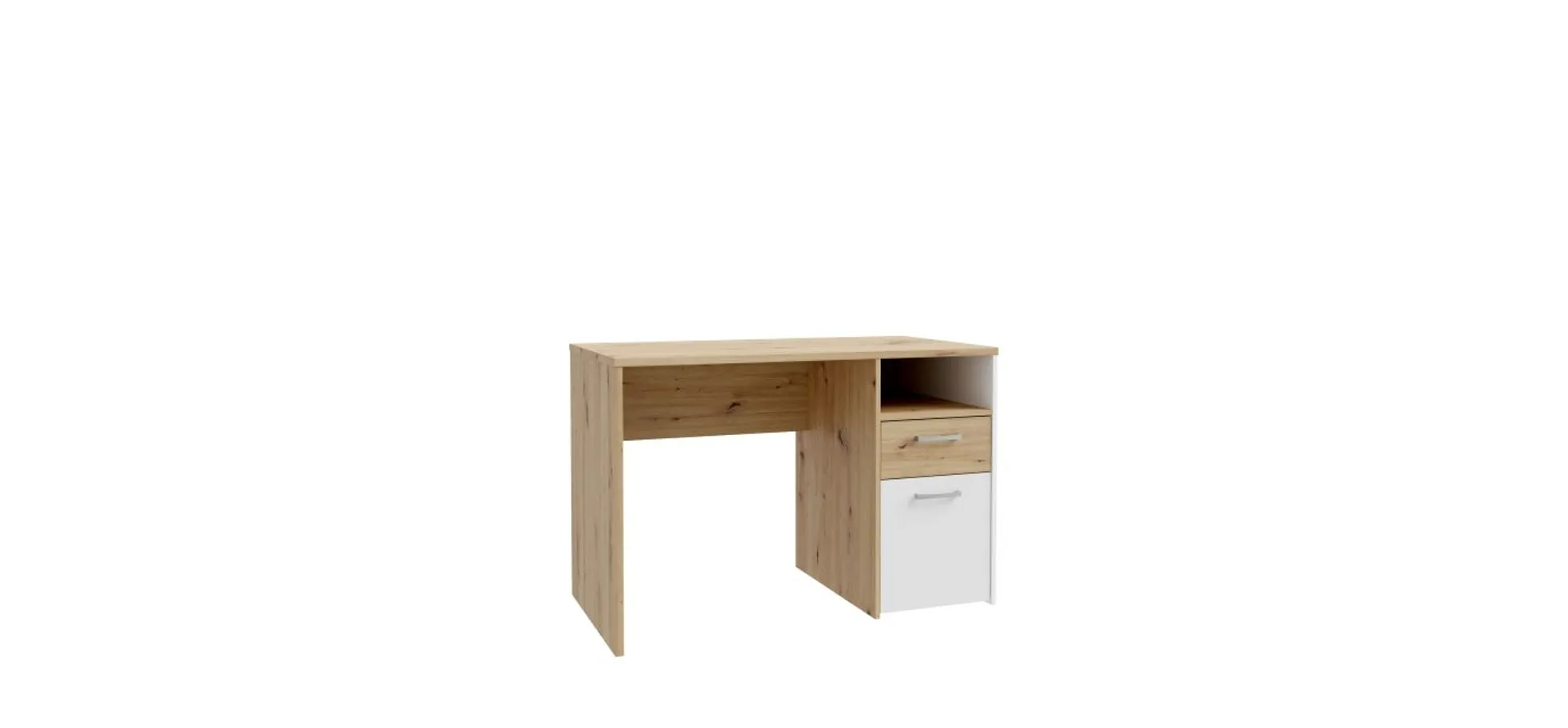 Schreibtisch FILIPO- LB ca. 110x60 cm, Eiche Dekor, Weiß