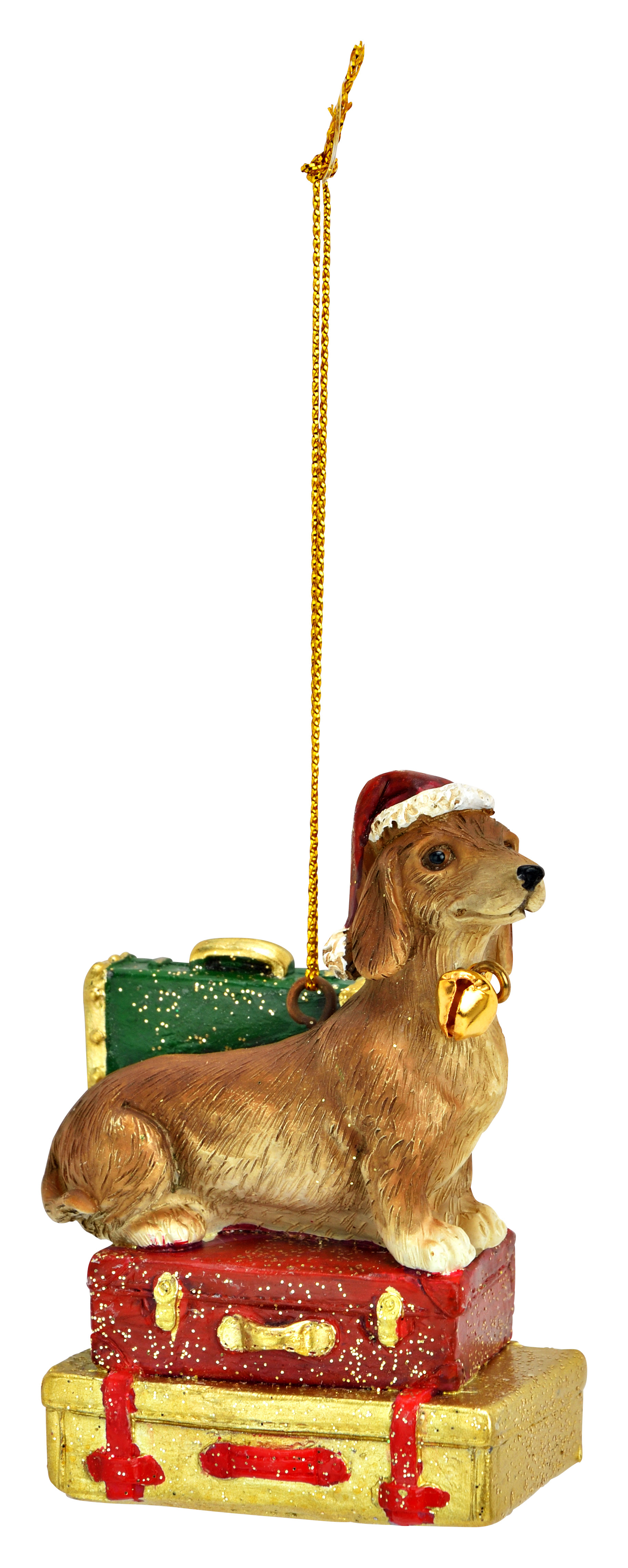 Deko-Hänger Hund, Braun, Rot, Grün - Polyresin