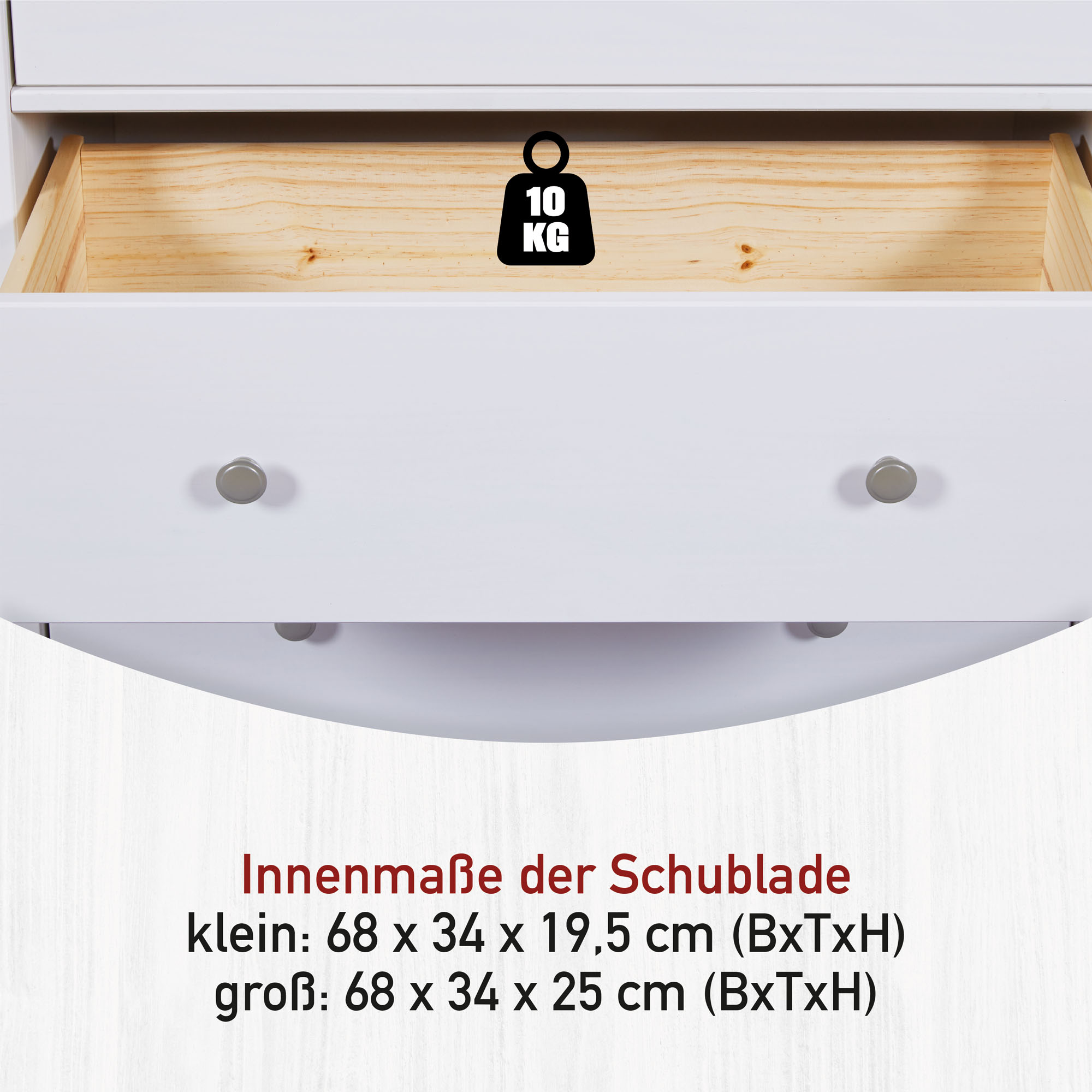 Schubladenkommode, Massivholz weiß - MyStyle 3076
