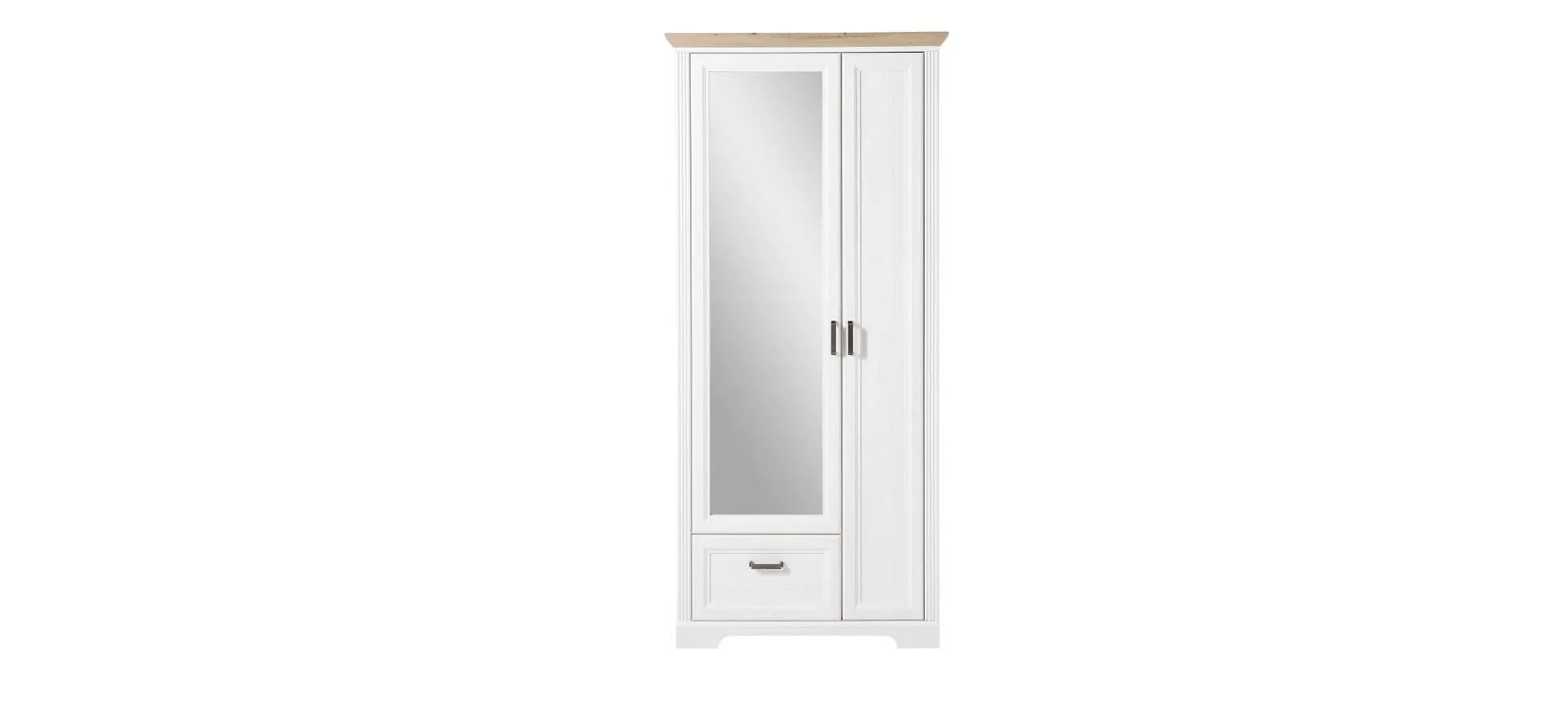 Garderobenschrank - B ca. 93 cm, Weiß, Artisan Eiche Nachbildung