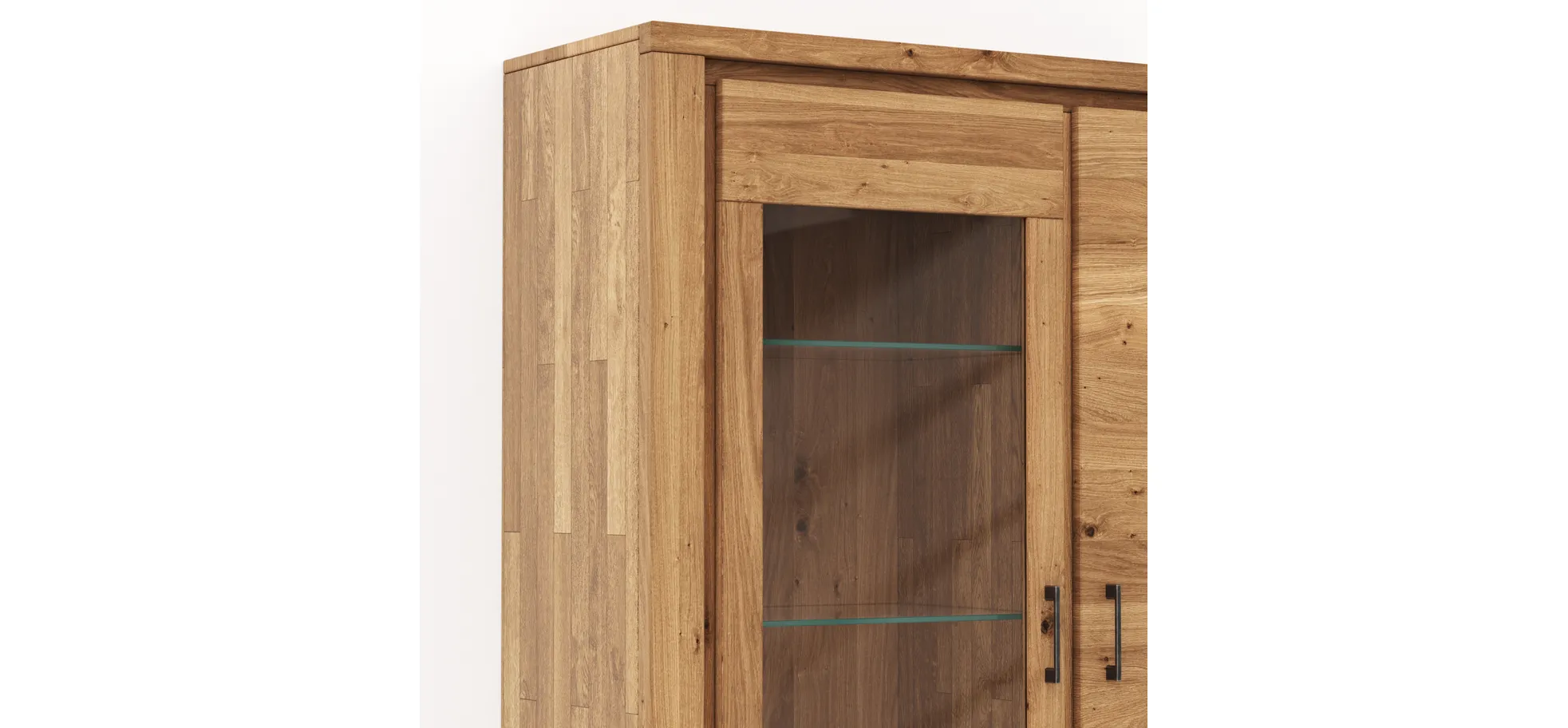 Vitrine Farmingdale - Eiche massiv, natur geölt