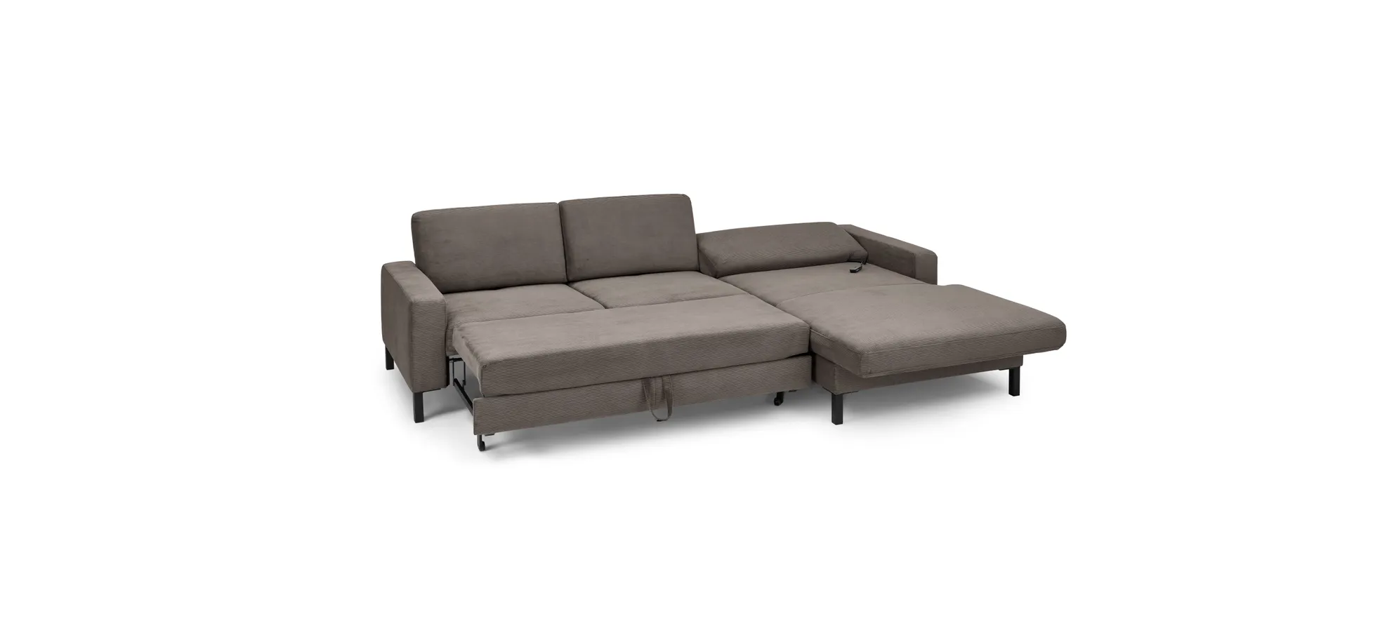  Ecksofa CALM MOVE 2.0 - 2,5-Sitzer mit Longchair rechts, Schlaffunktion, Feincord, Taupe