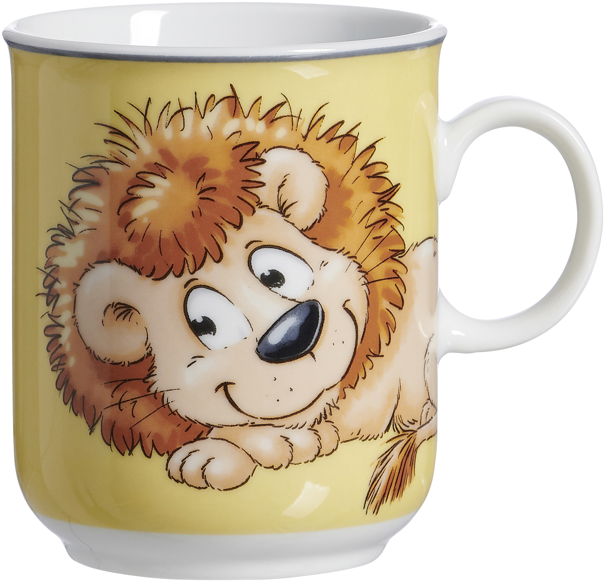Henkelbecher Happy Zoo Leo 270 ml - Porzellan, spülmaschinenfest, zylindrisch