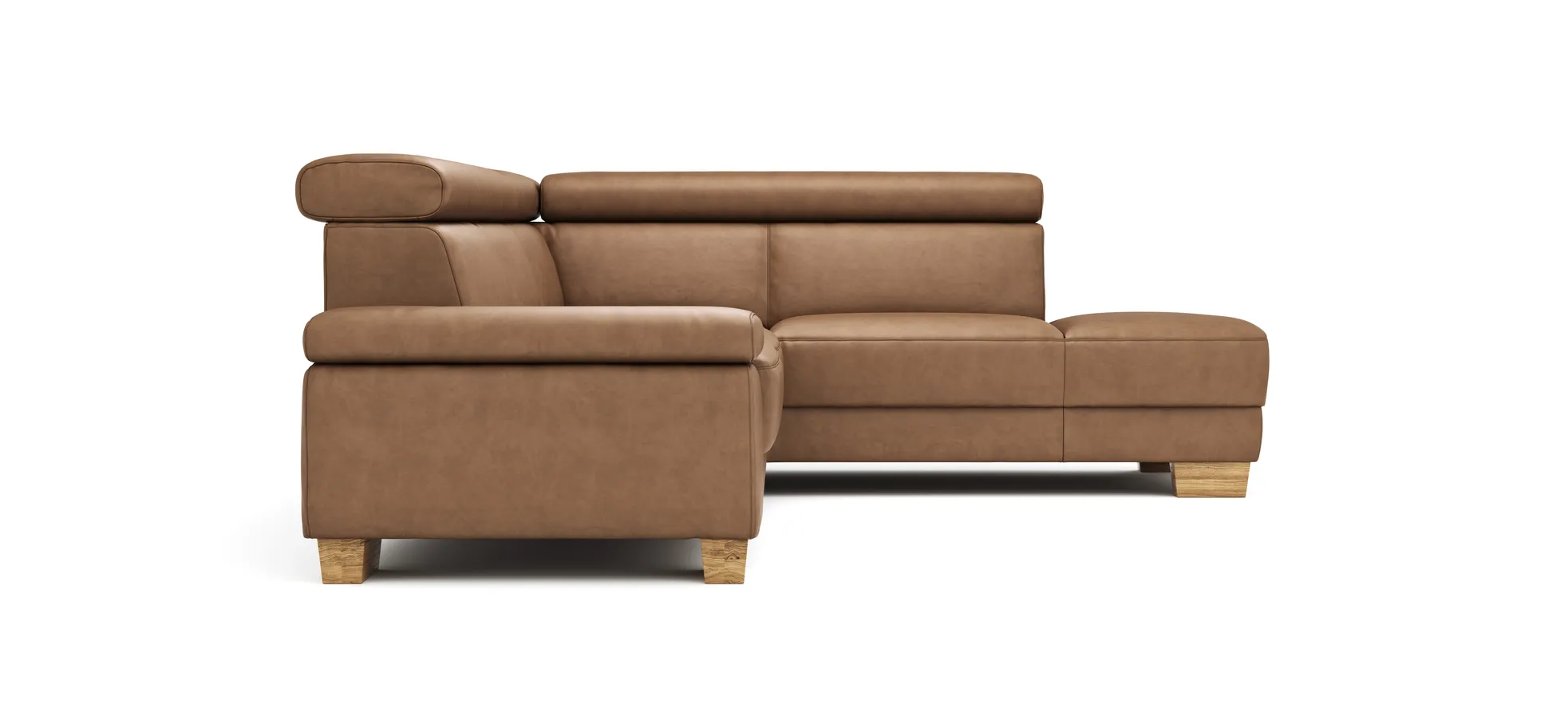 Ecksofa Philadelphia - 2,5-Sitzer, Ecke rechts, Kopfteil verstellbar (manuell), Stoff, Braun