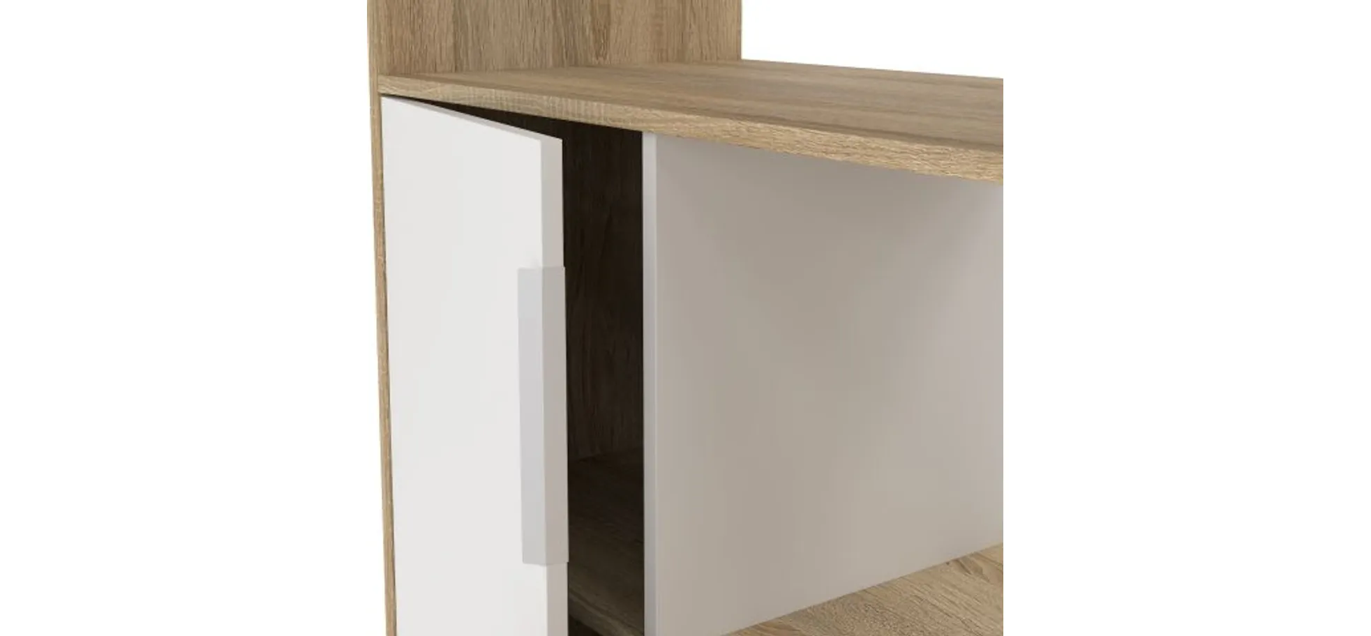 Schreibtisch - LB ca. 163x60 cm, Eiche Struktur Nachbildung, Weiß