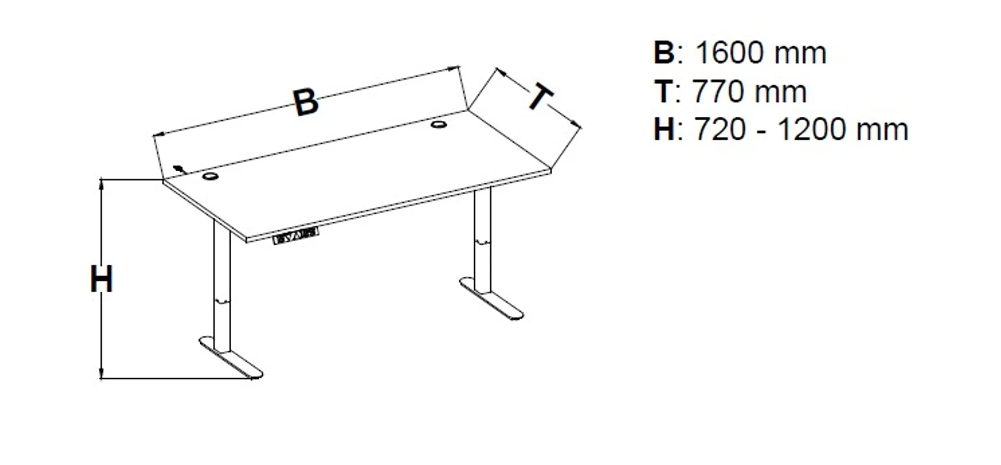 Schreibtisch - höhenverstellbar, LB ca. 160x77 cm, Weiß