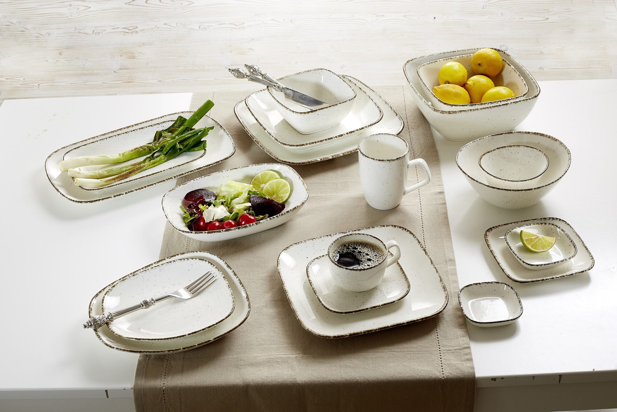 Untertasse Casa Creme 13,5 x 13,5 cm - Porzellan, spülmaschinenfest, quadratisch, beige